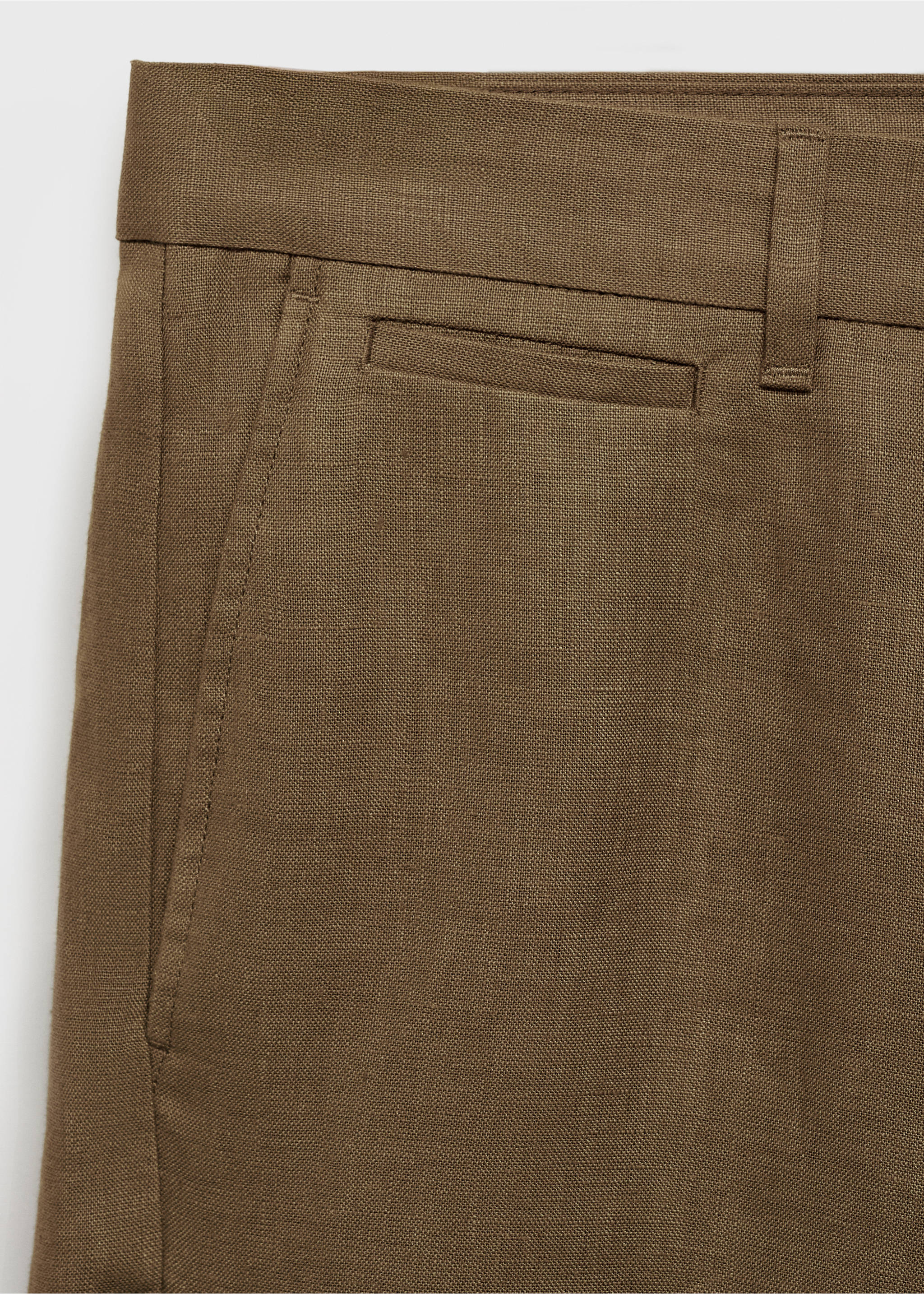 Slim-fit 100% linen bermuda shorts - Details of the article 0, Medium Green. Ref: 17061142-00.