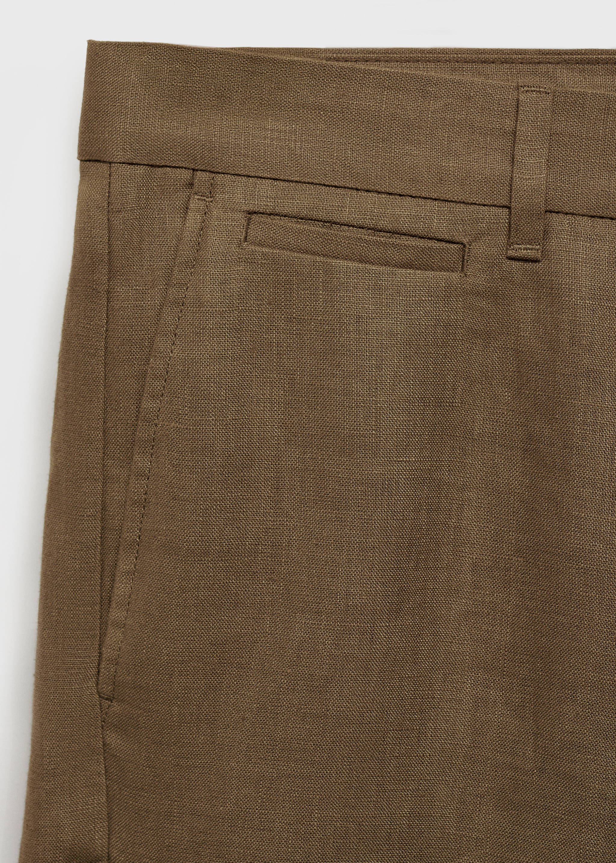 Slim-fit 100% linen bermuda shorts - Details of the article 0