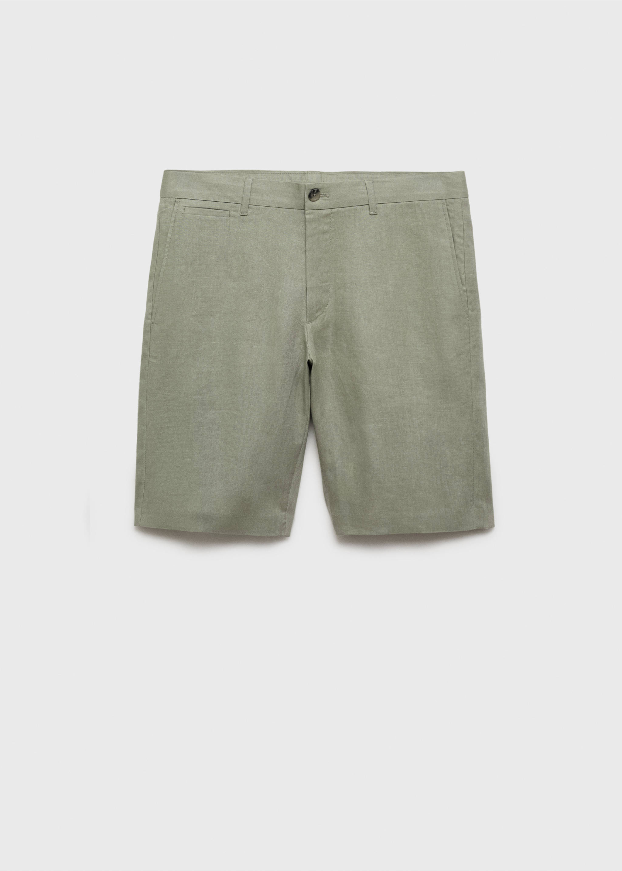 Slim-fit 100% linen bermuda shorts - Article without model, Mint Green. Ref: 17061142-00.