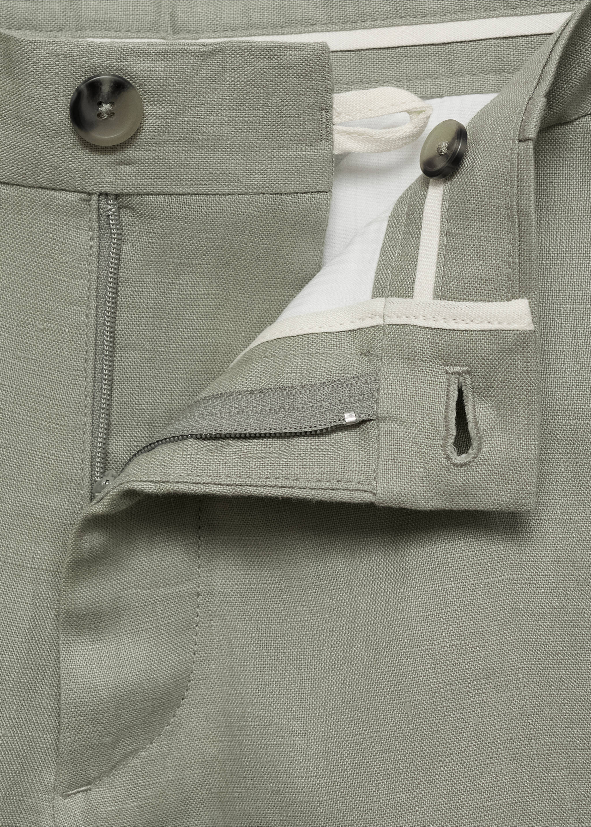 Slim-fit 100% linen bermuda shorts - Details of the article 8, Mint Green. Ref: 17061142-00.
