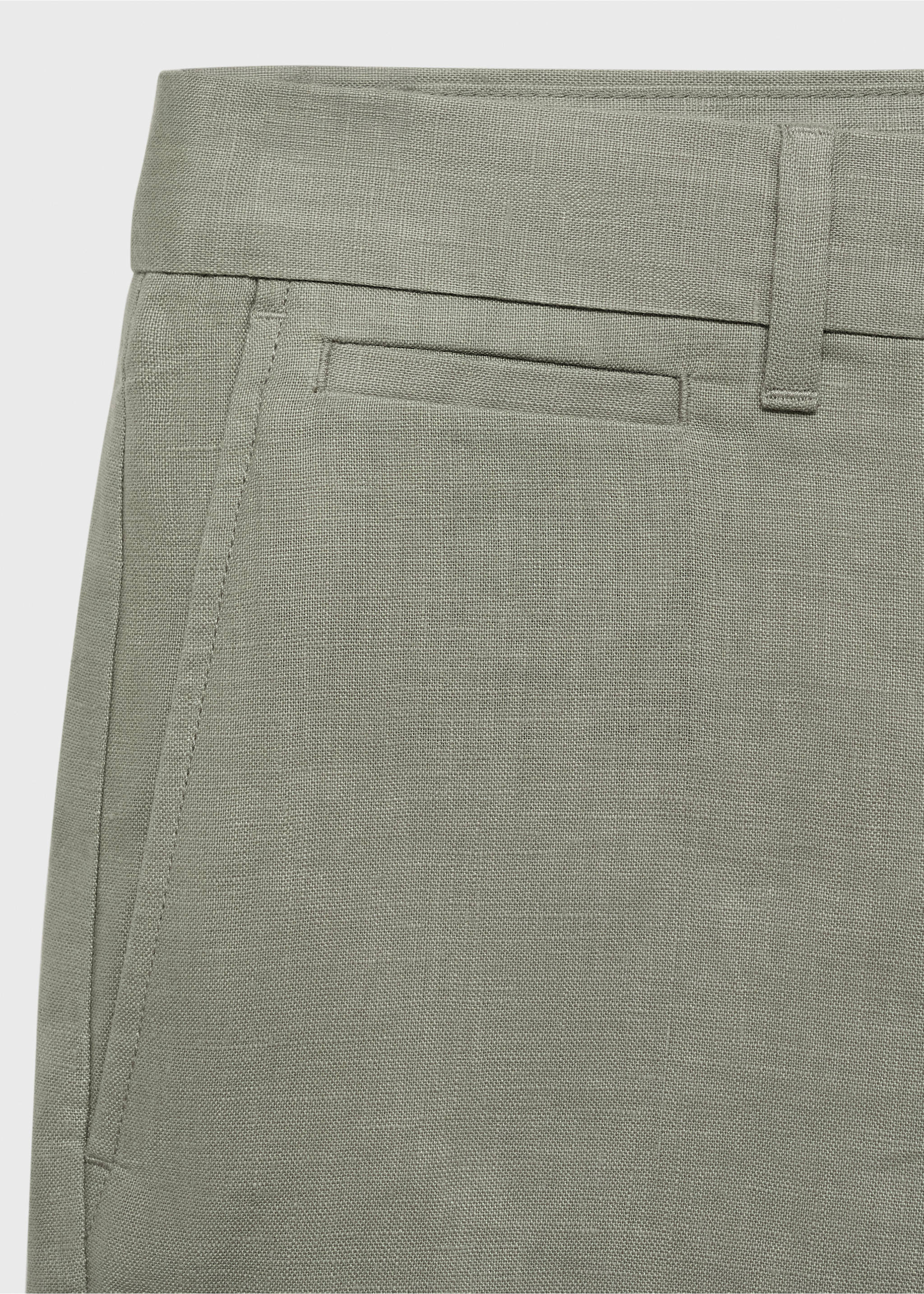 Slim-fit 100% linen bermuda shorts - Details of the article 0, Mint Green. Ref: 17061142-00.