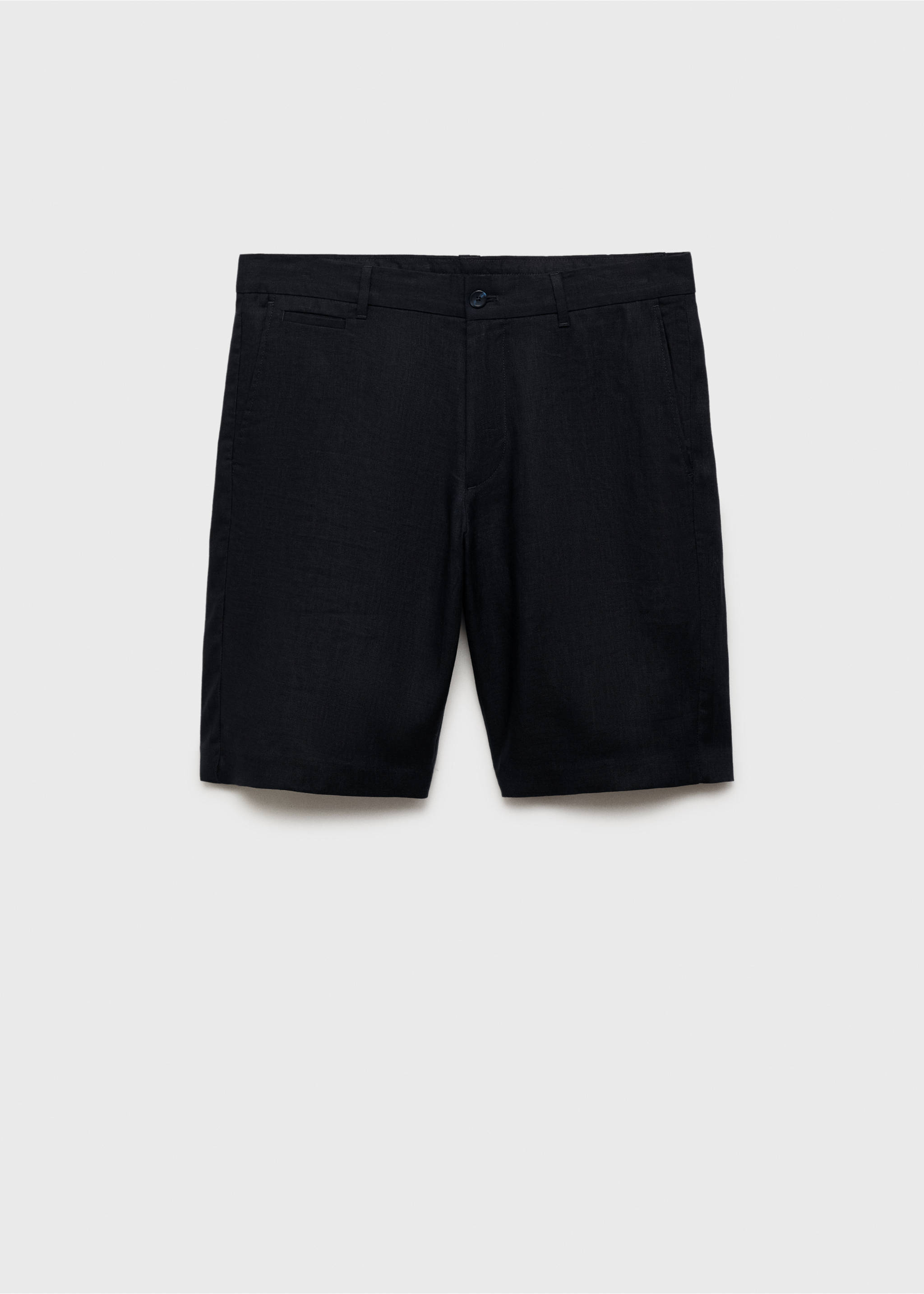 Slim-Fit-Bermudashorts aus 100 % Leinen - Artikel ohne Model, Dunkles Marineblau. Ref: 17061142-00.