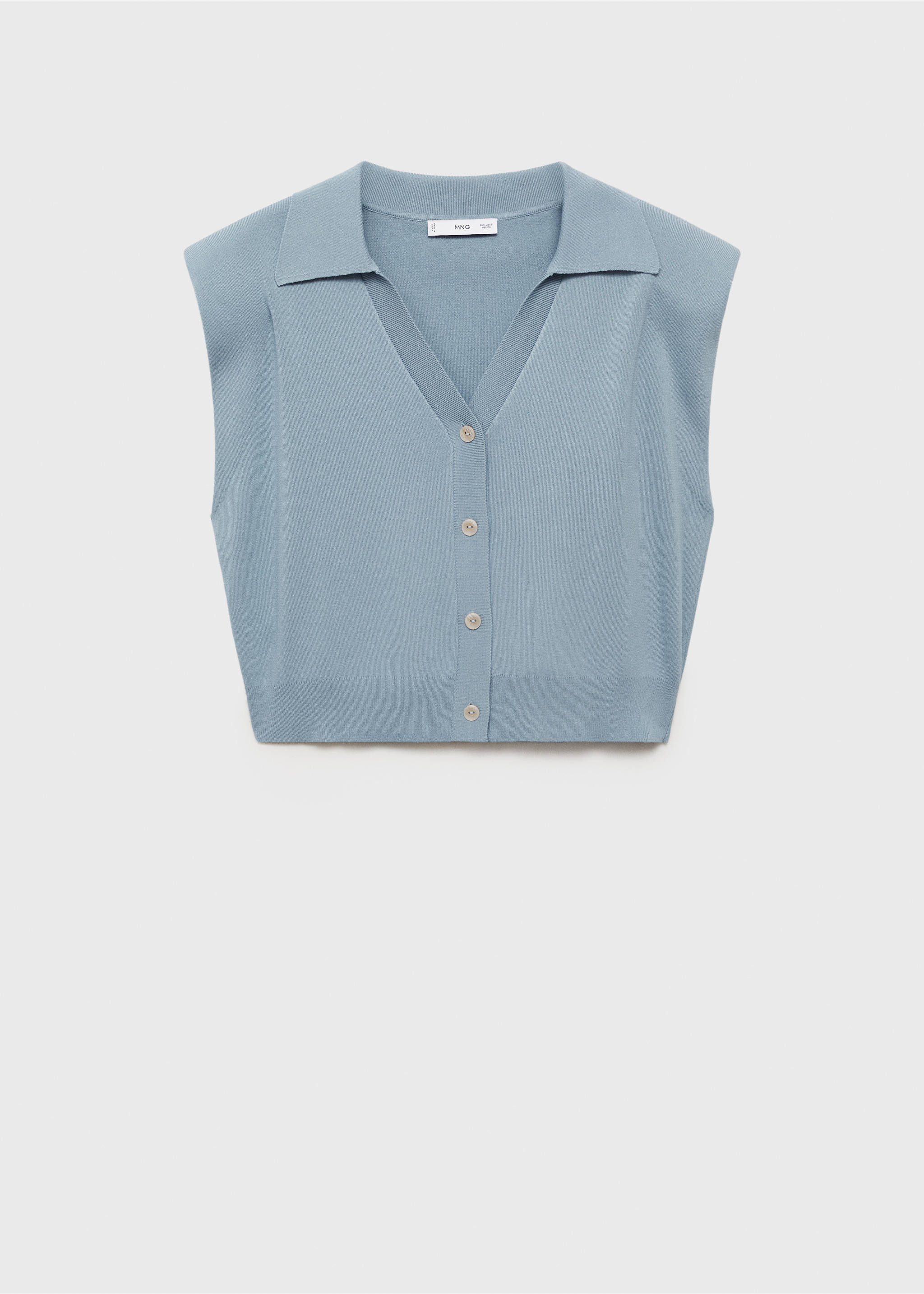 Fine-knit shoulder-padded waistcoat - Article without model, Blue. Ref: 17061143-00.