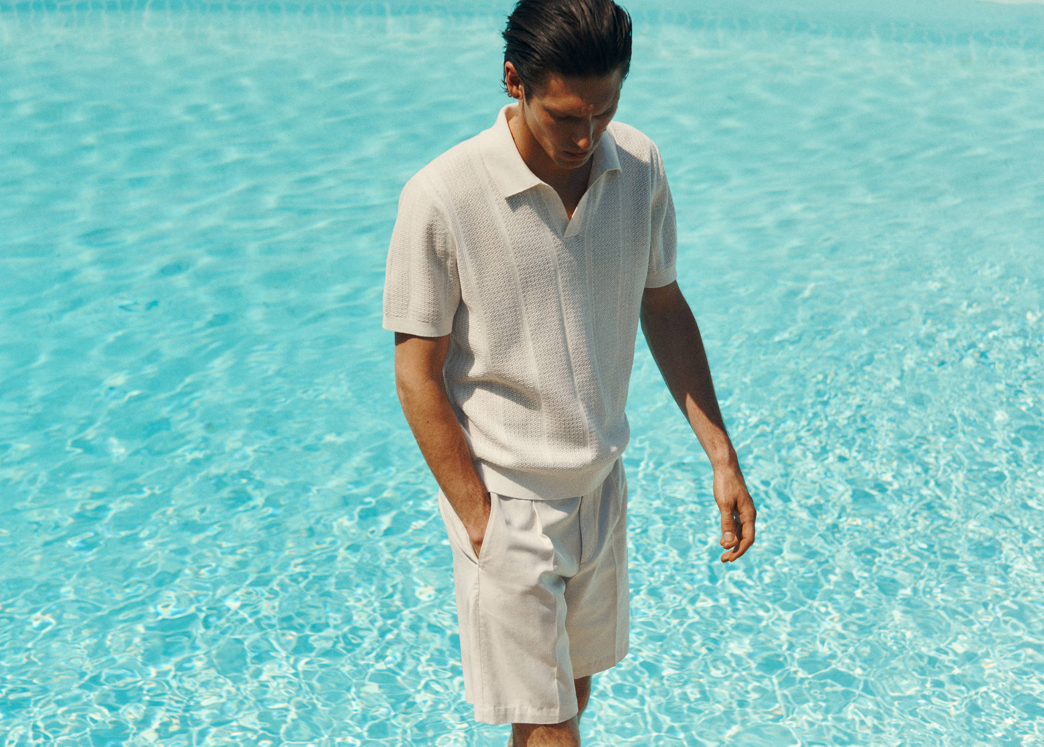 100% linen bermuda shorts - Panoramic plane