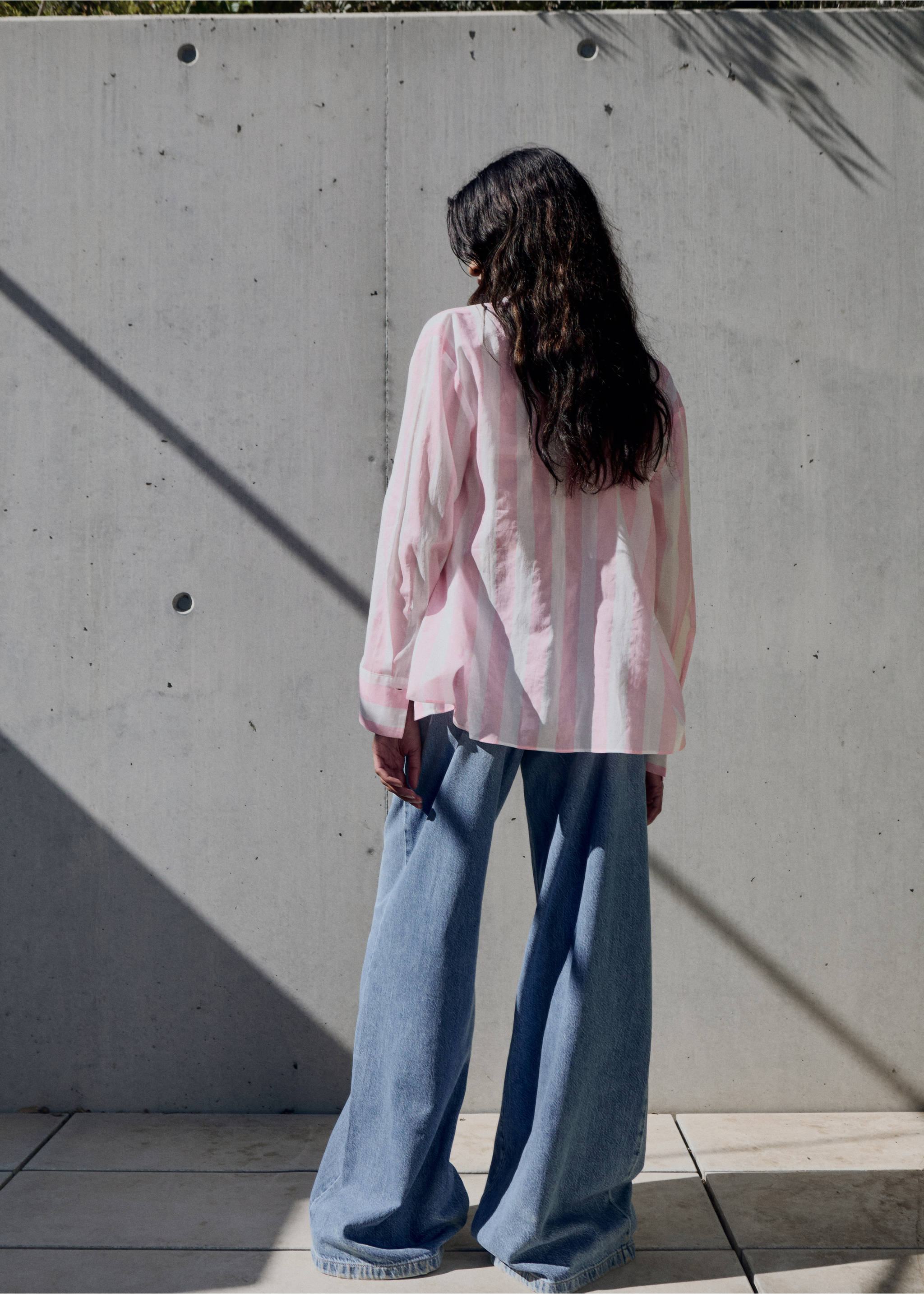 Striped cotton shirt - Reverse of the article, Pastel Pink. Ref: 17061150-00.