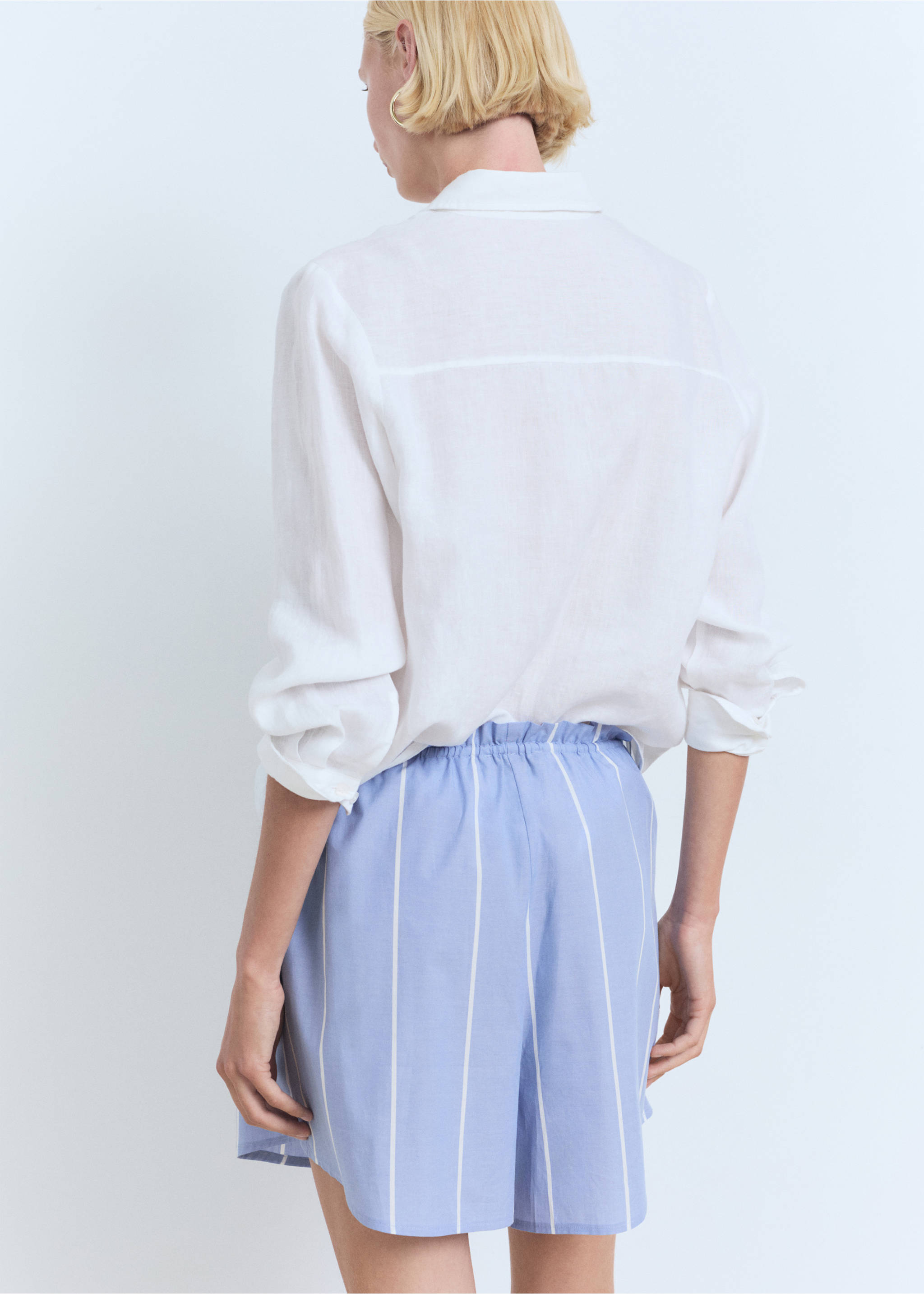 Striped cotton shorts - Reverse of the article, Blue. Ref: 17061152-00.