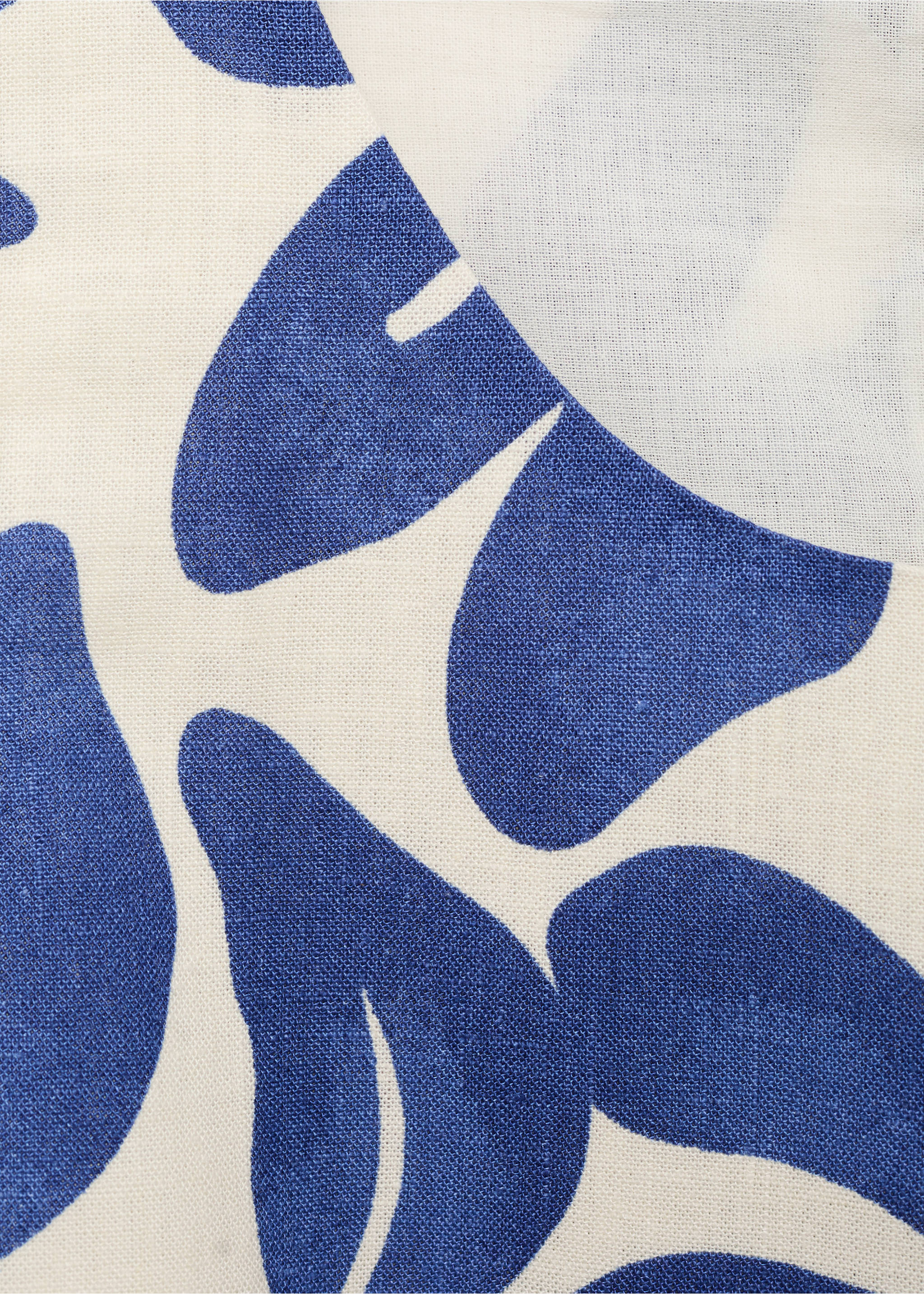 Printed linen-blend top - Details of the article 8, Blue. Ref: 17061164-00.