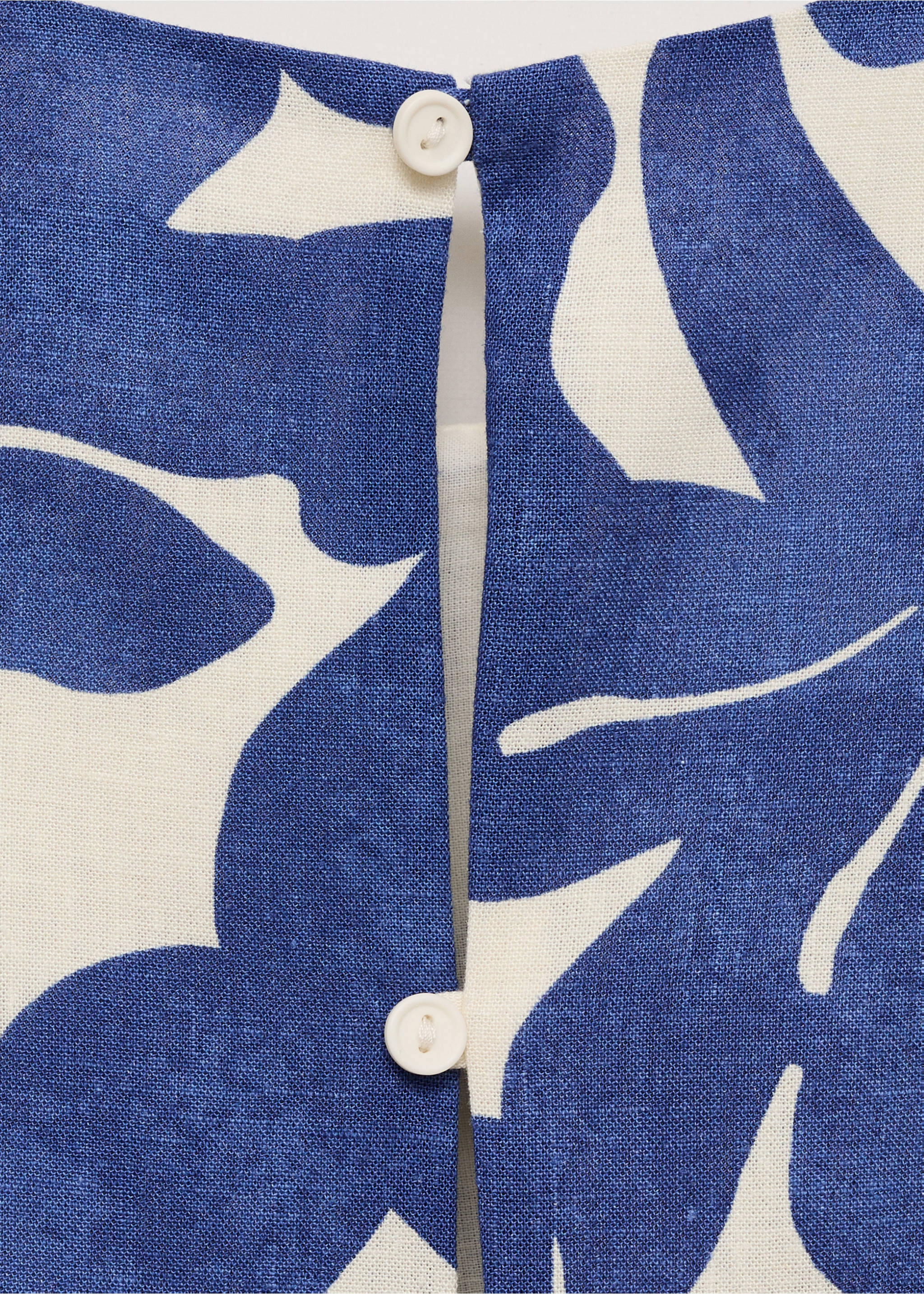 Printed linen-blend top - Details of the article 0, Blue. Ref: 17061164-00.