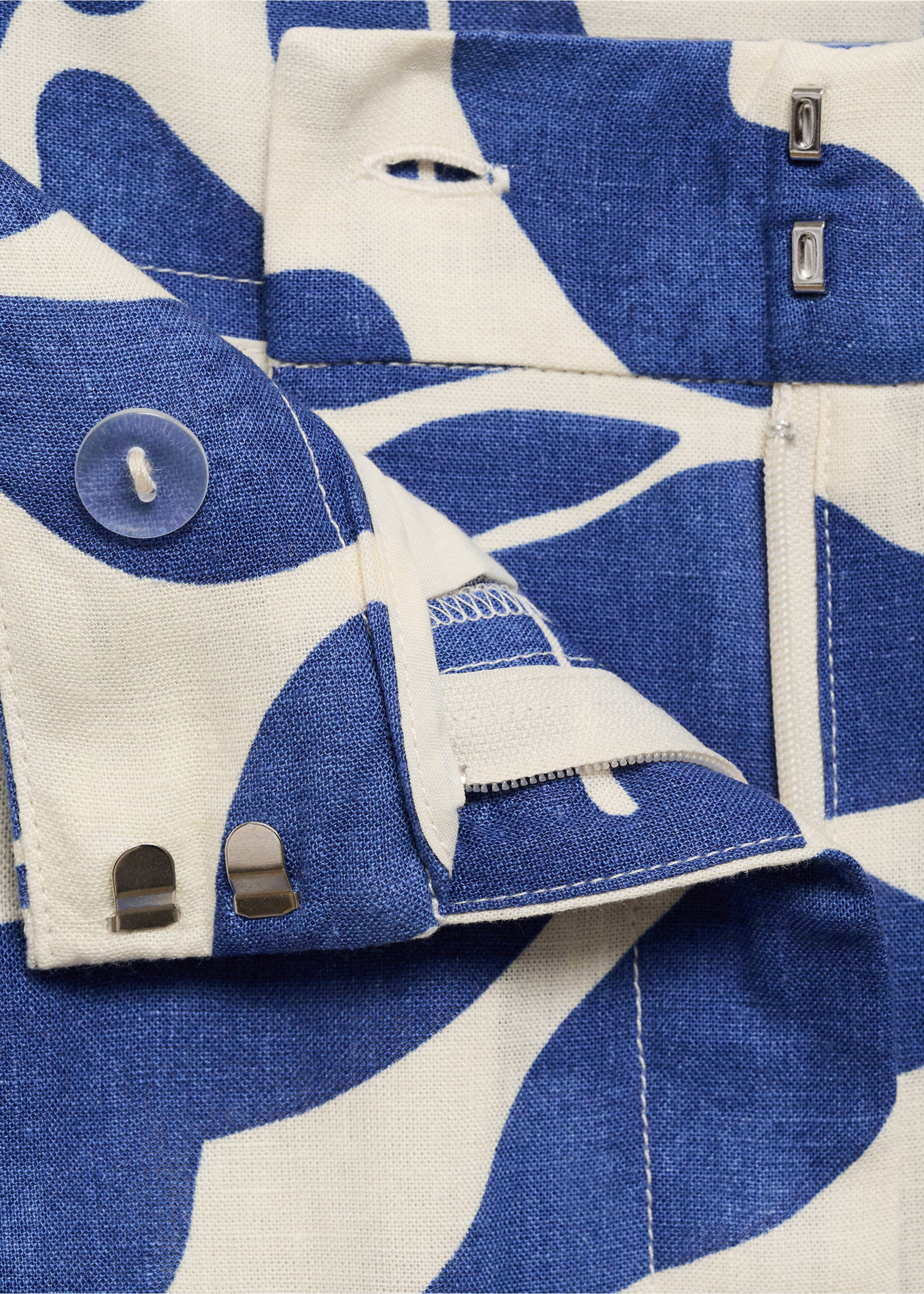 Printed linen-blend trousers - Details of the article 0, Blue. Ref: 17061165-00.
