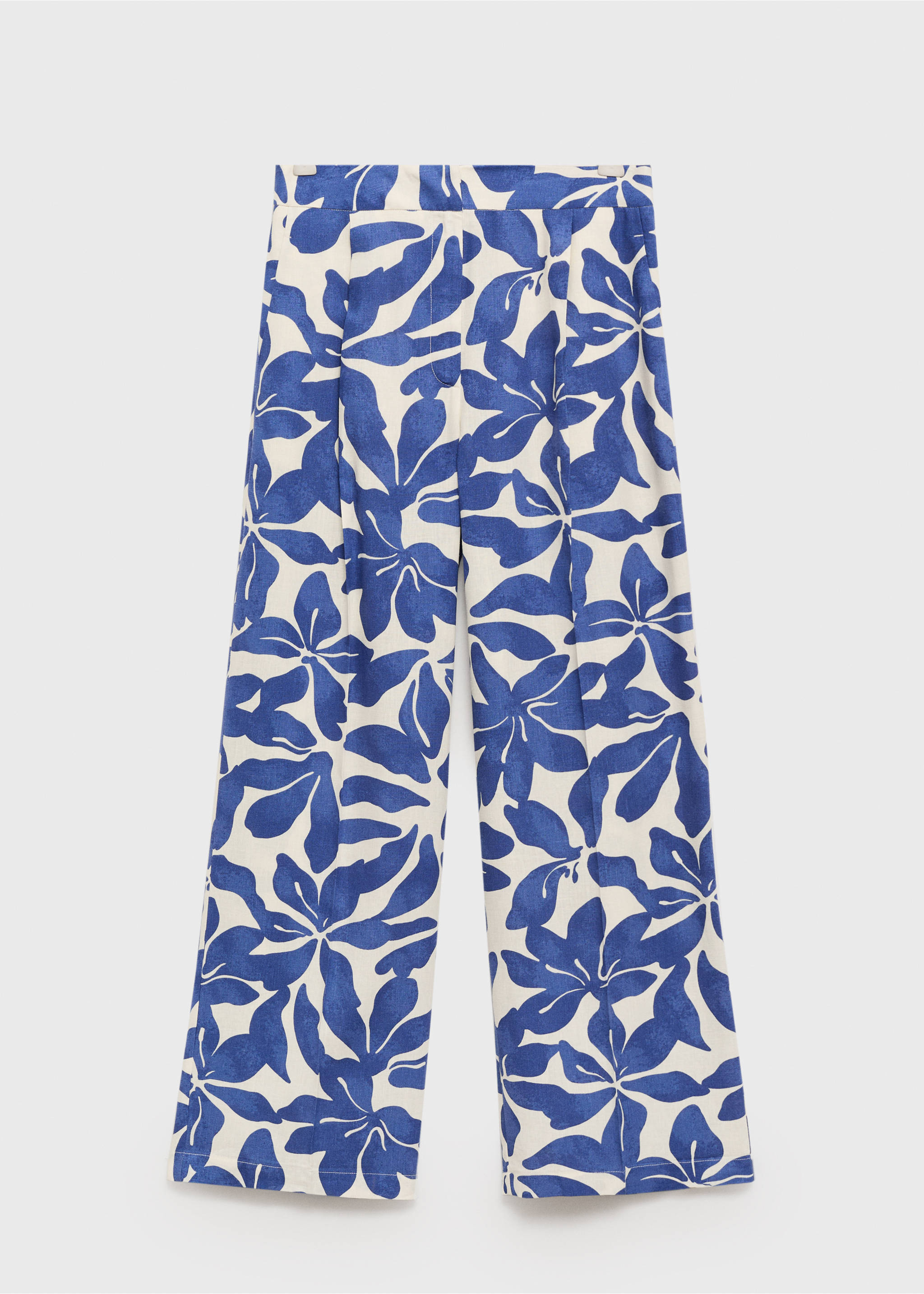 Printed linen-blend trousers - Article without model, Blue. Ref: 17061165-00.