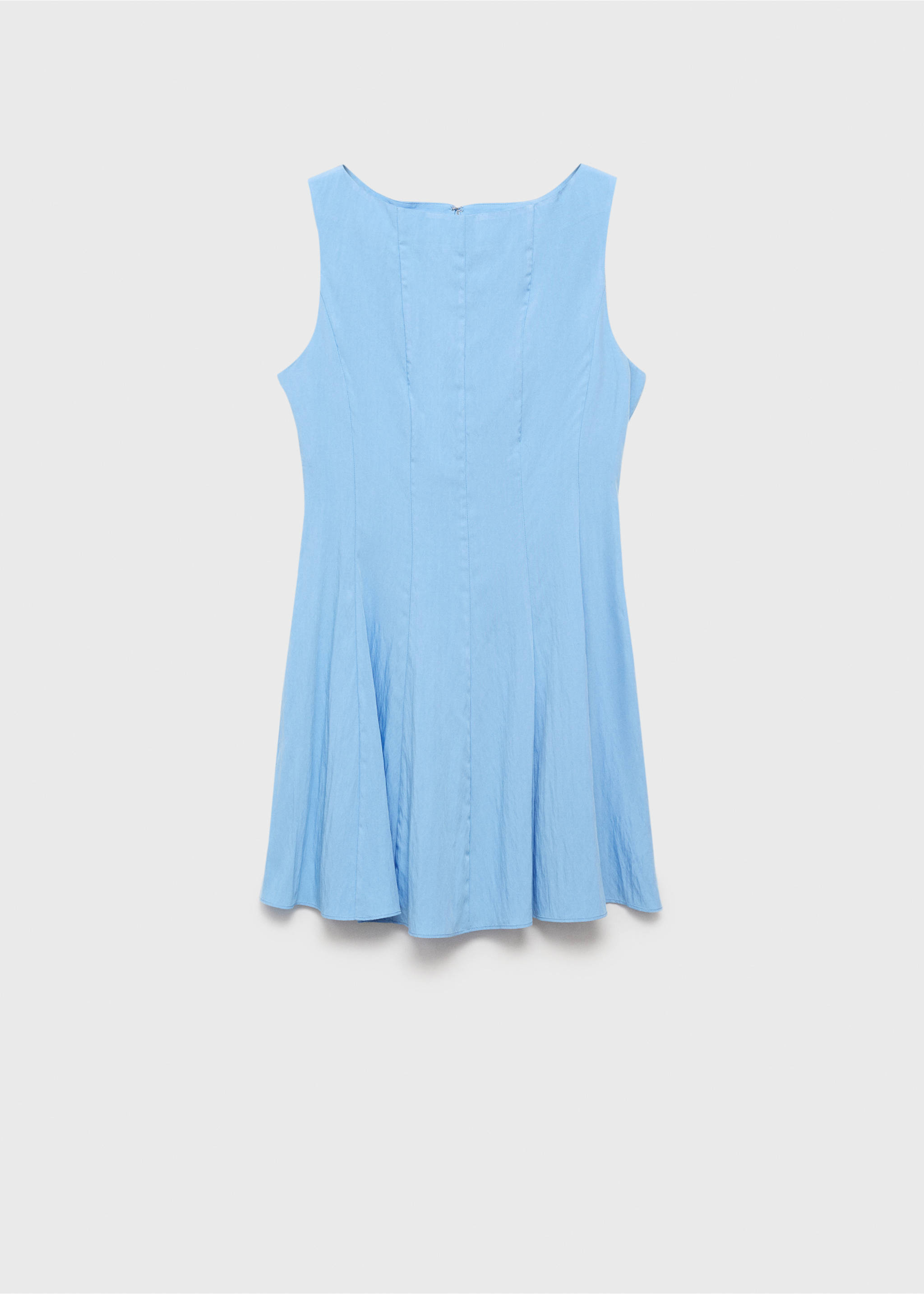 Boat-neck dress with pleats - Article without model, Blue. Ref: 17061169-00.