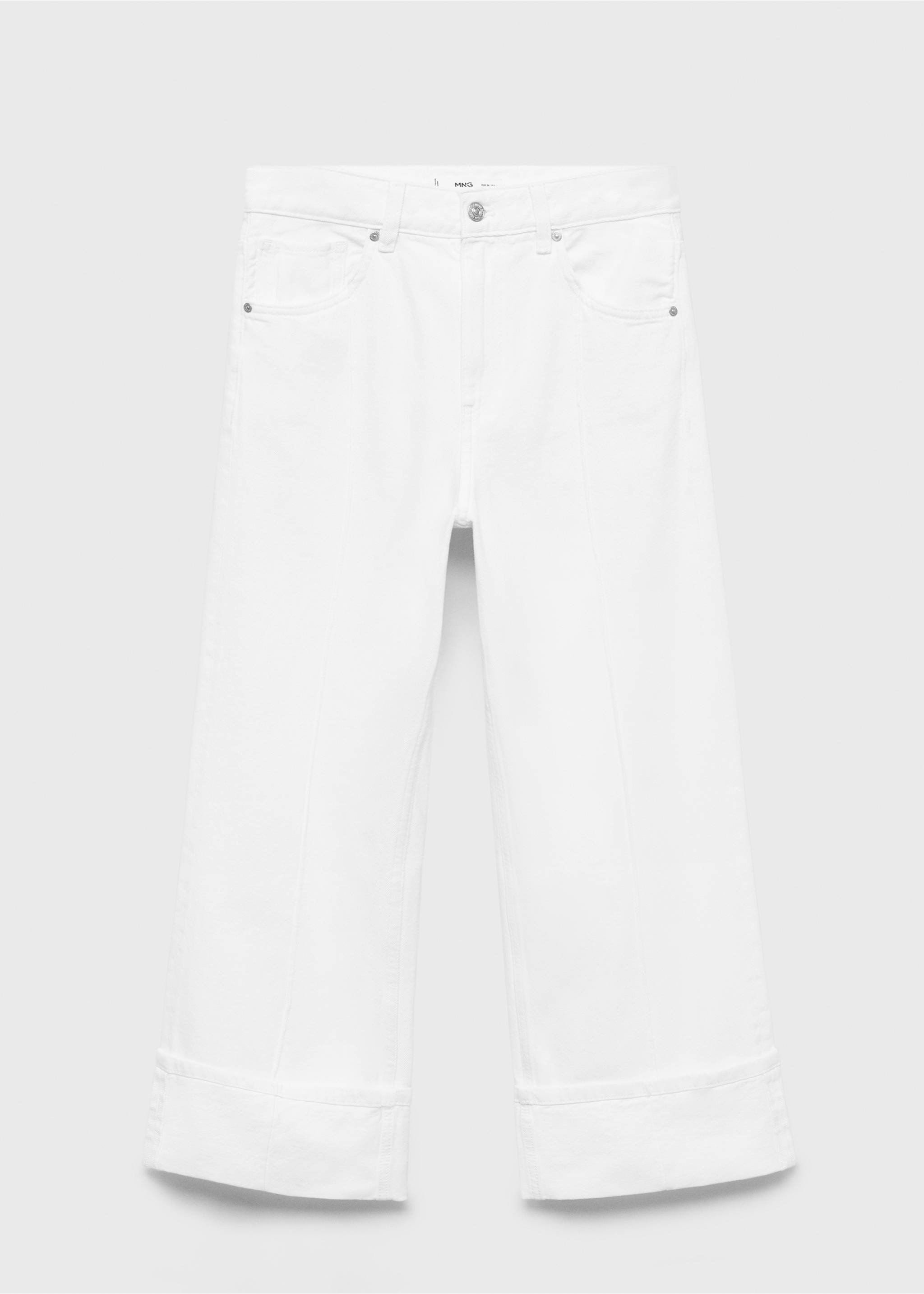 Wide leg cropped jeans with turned-up hem - Article without model, White. Ref: 17061174-00.