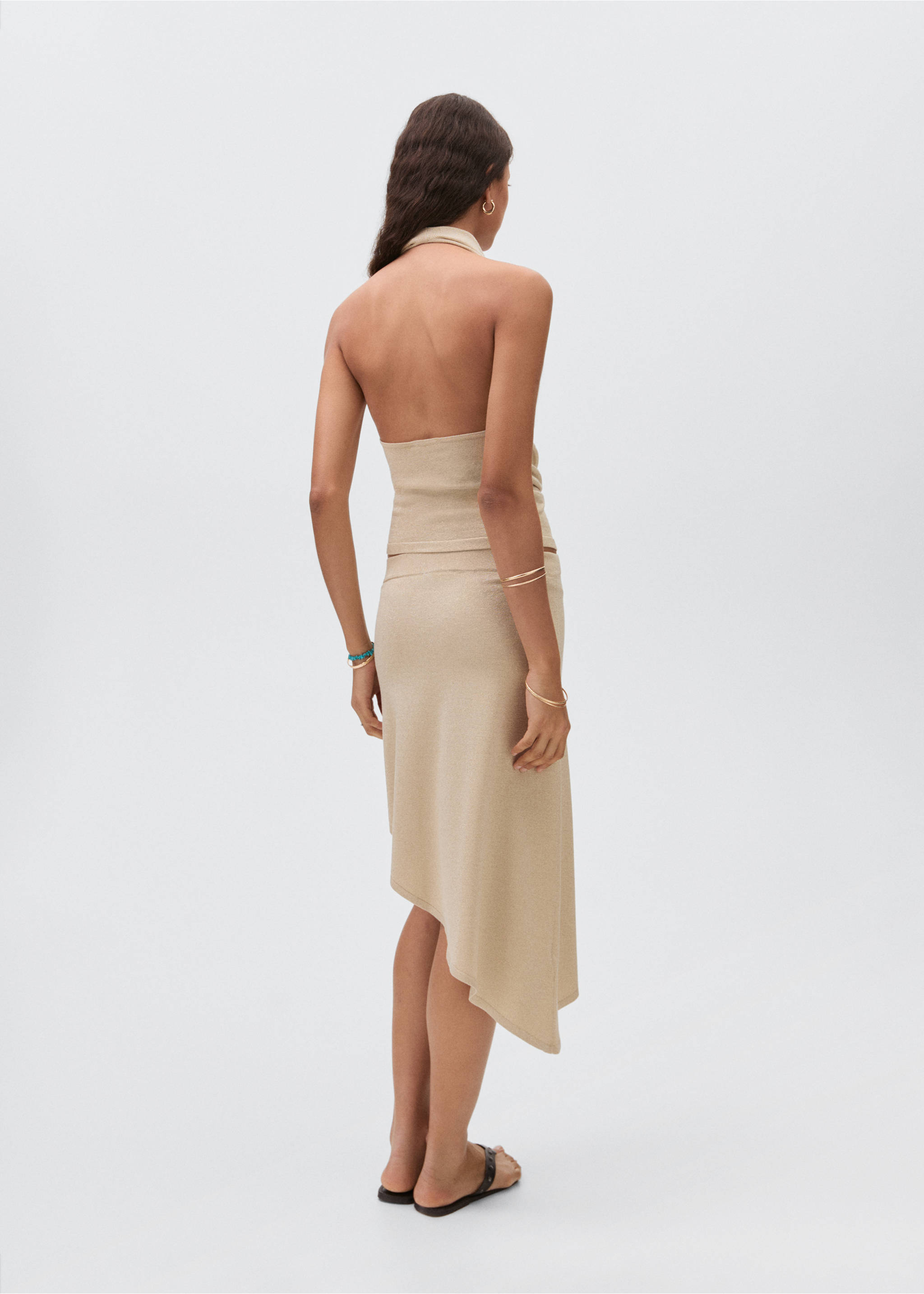 Asymmetrical lurex skirt - Reverse of the article, Gold. Ref: 17061175-00.
