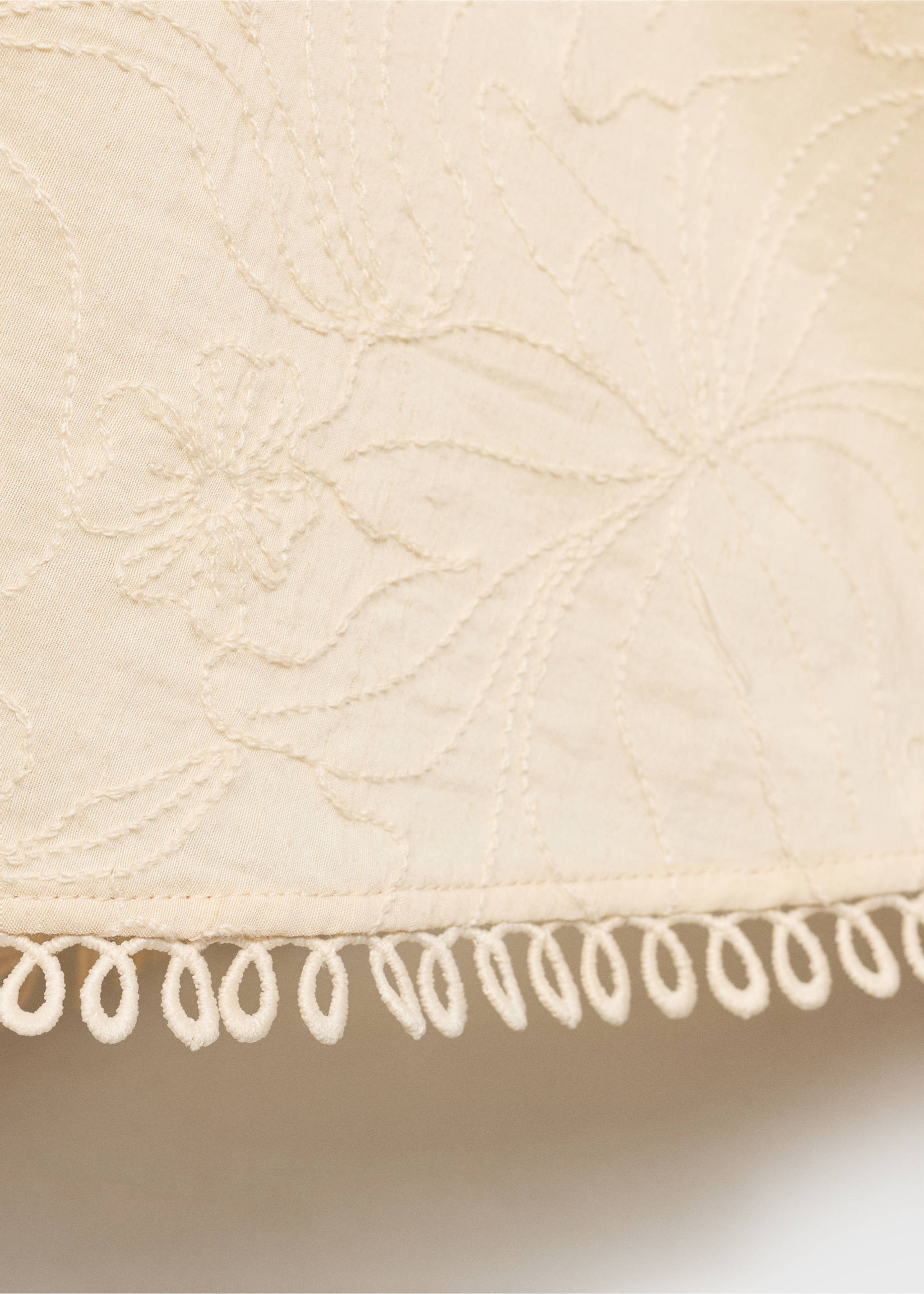 Embroidered midi dress - Details of the article 8, Ecru. Ref: 17061176-00.