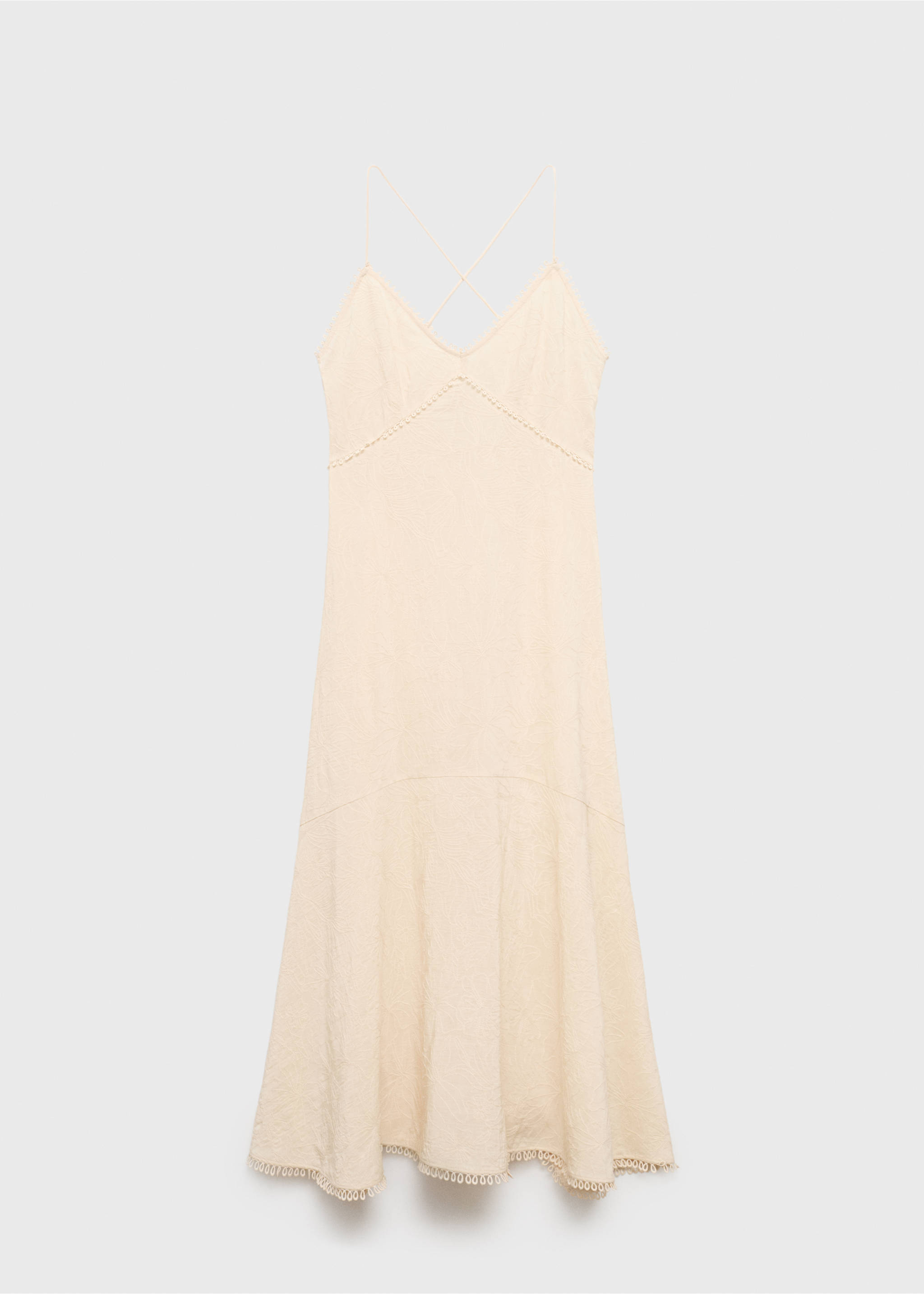 Embroidered midi dress - Article without model, Ecru. Ref: 17061176-00.