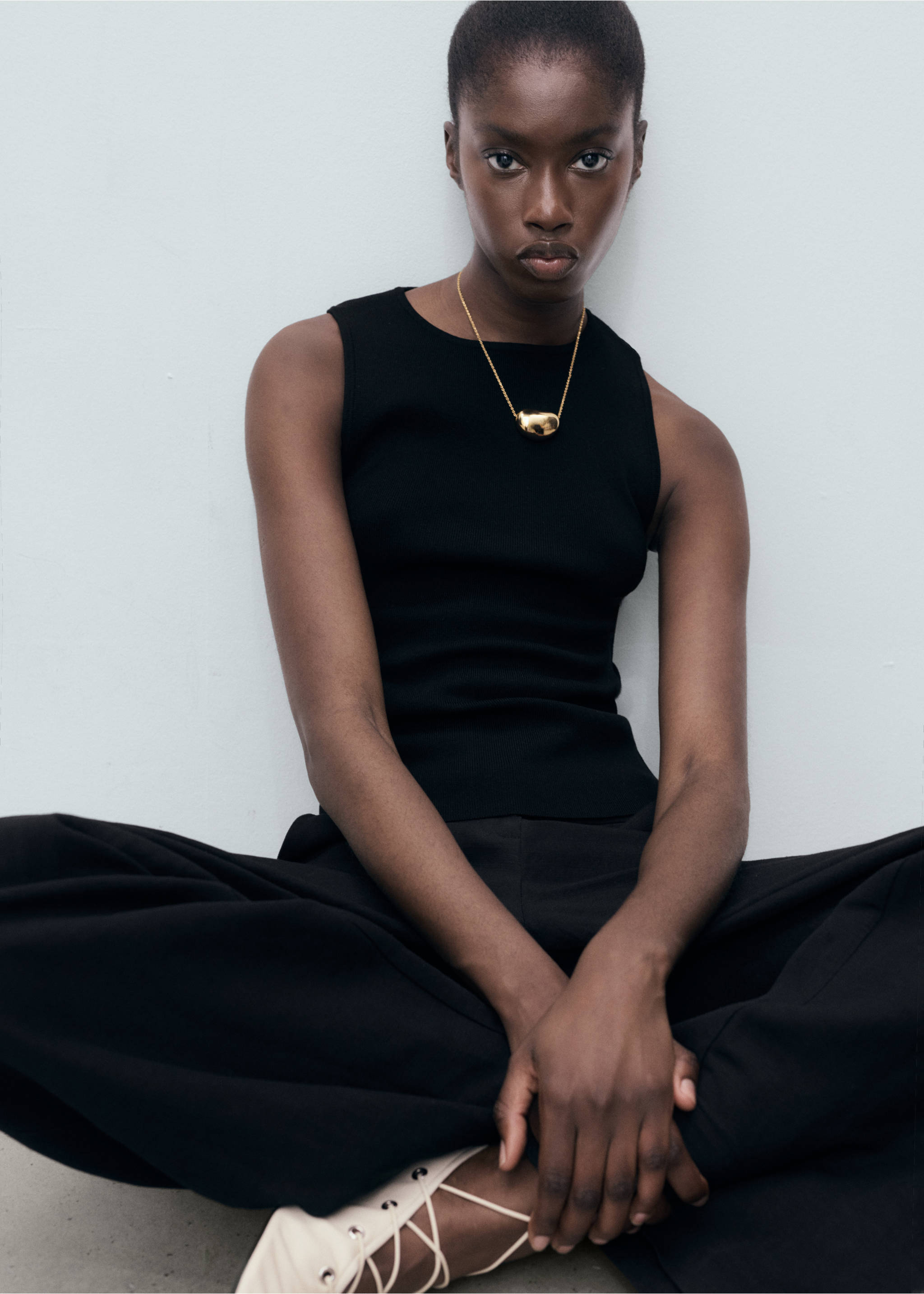 Fine-knit top - Details of the article 3, Black. Ref: 17061177-00.