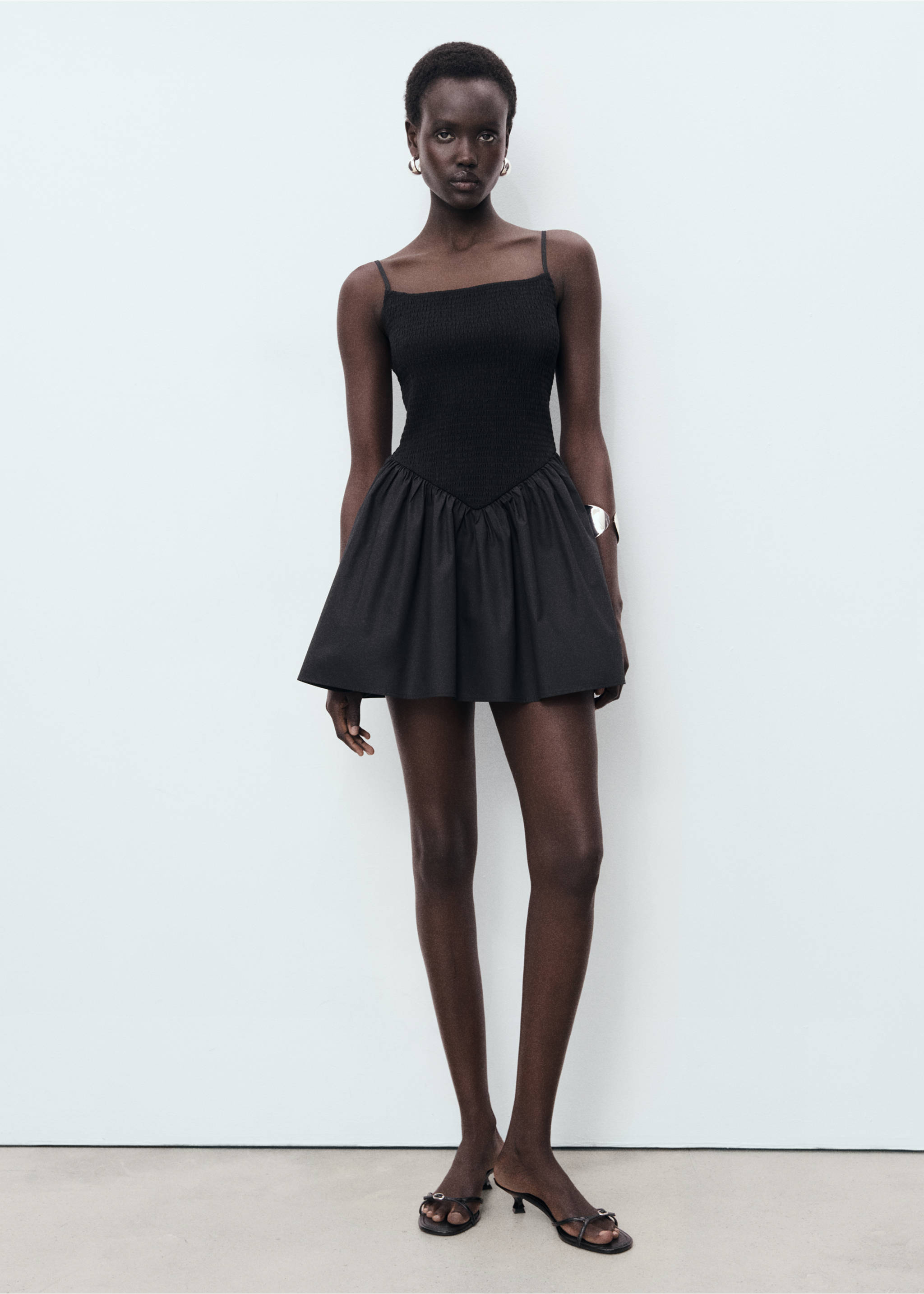 Combined gathered dress - General plane, Black. Ref: 17061178-00.