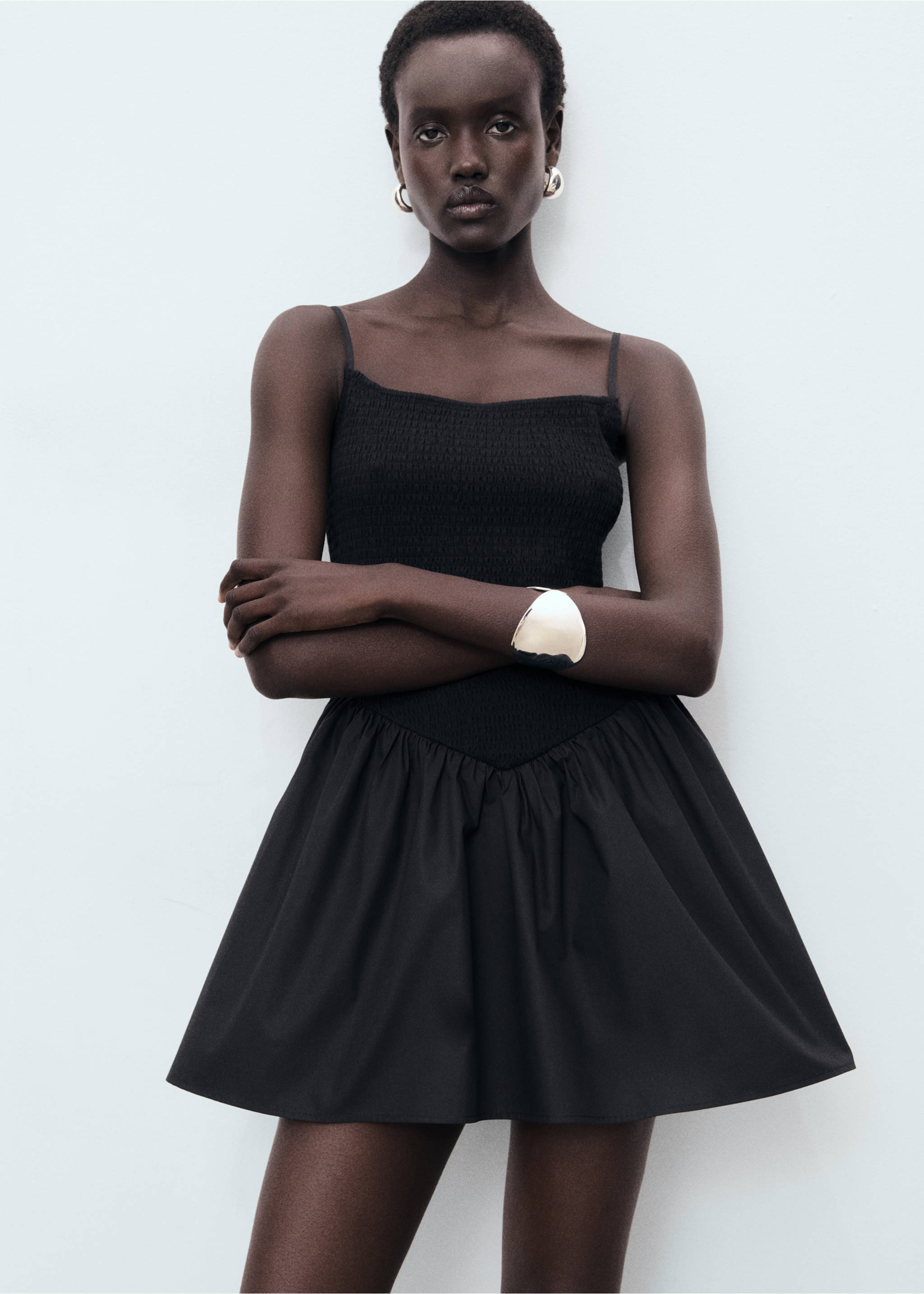 Combined gathered dress - Medium plane, Black. Ref: 17061178-00.