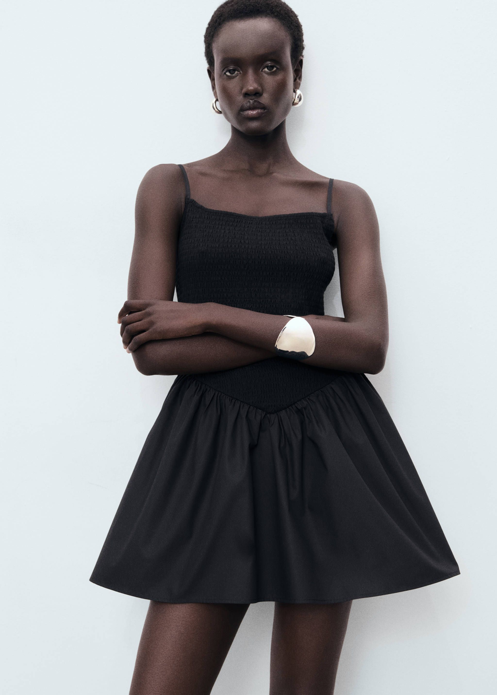 Combined gathered dress - Women | MANGO OUTLET USA