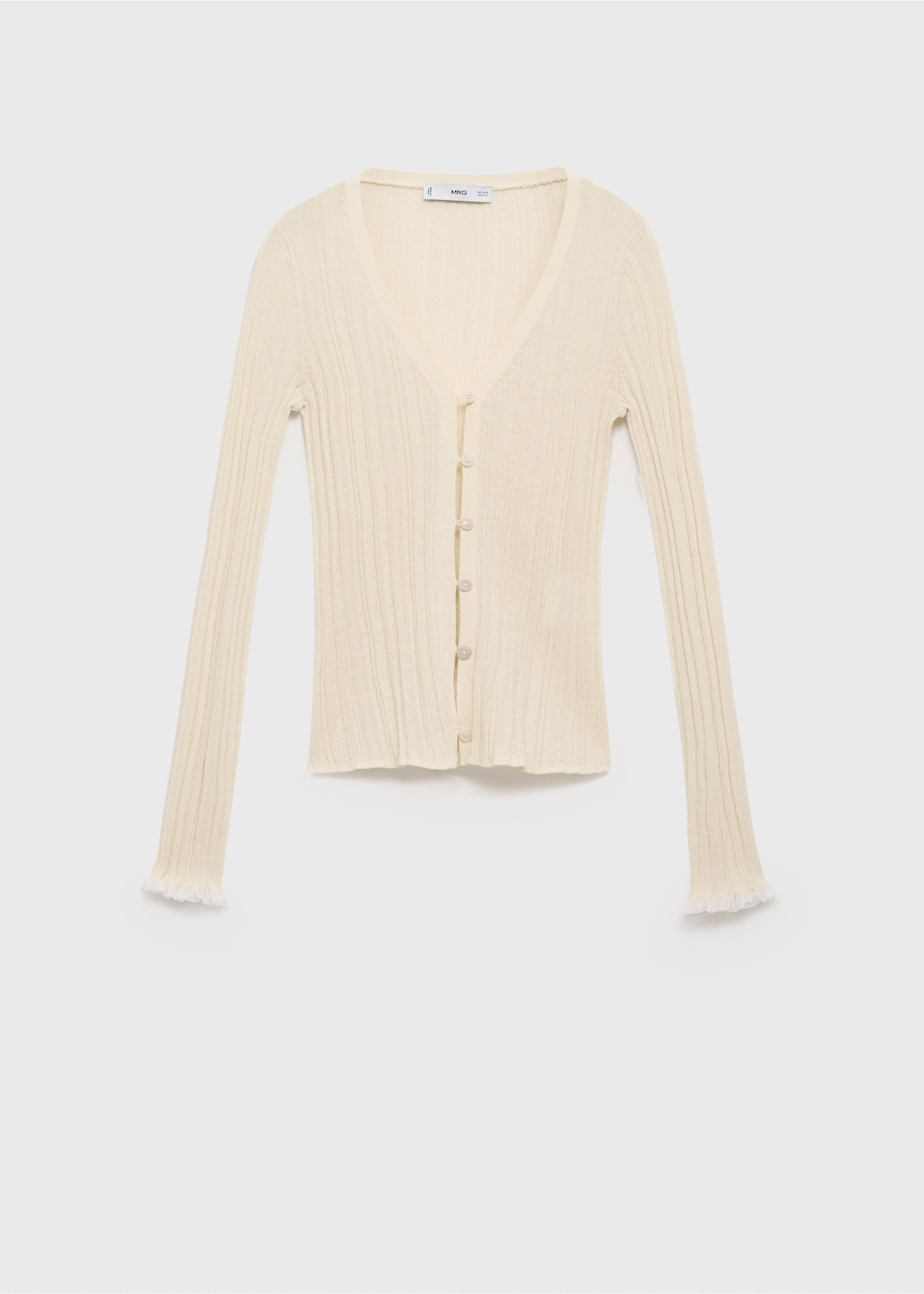 Contrast trim cardigan - Article without model, Ecru. Ref: 17061182-00.