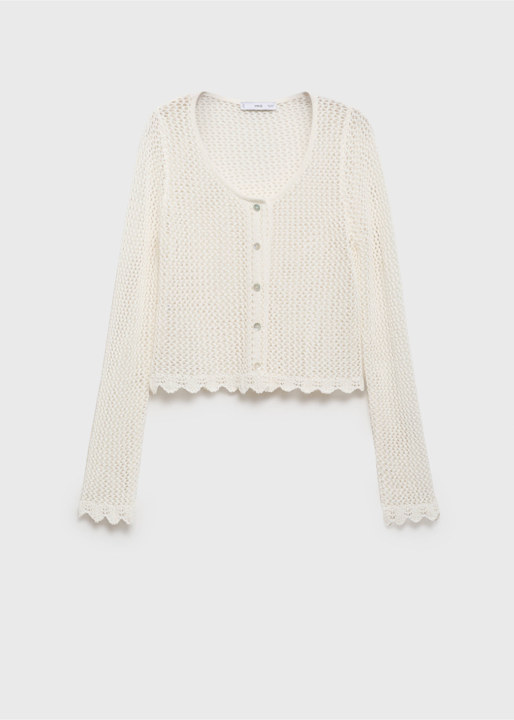Cardigan croșetat cu nasturi - Articol fără model, Alb-murdar. Ref: 17061183-00.