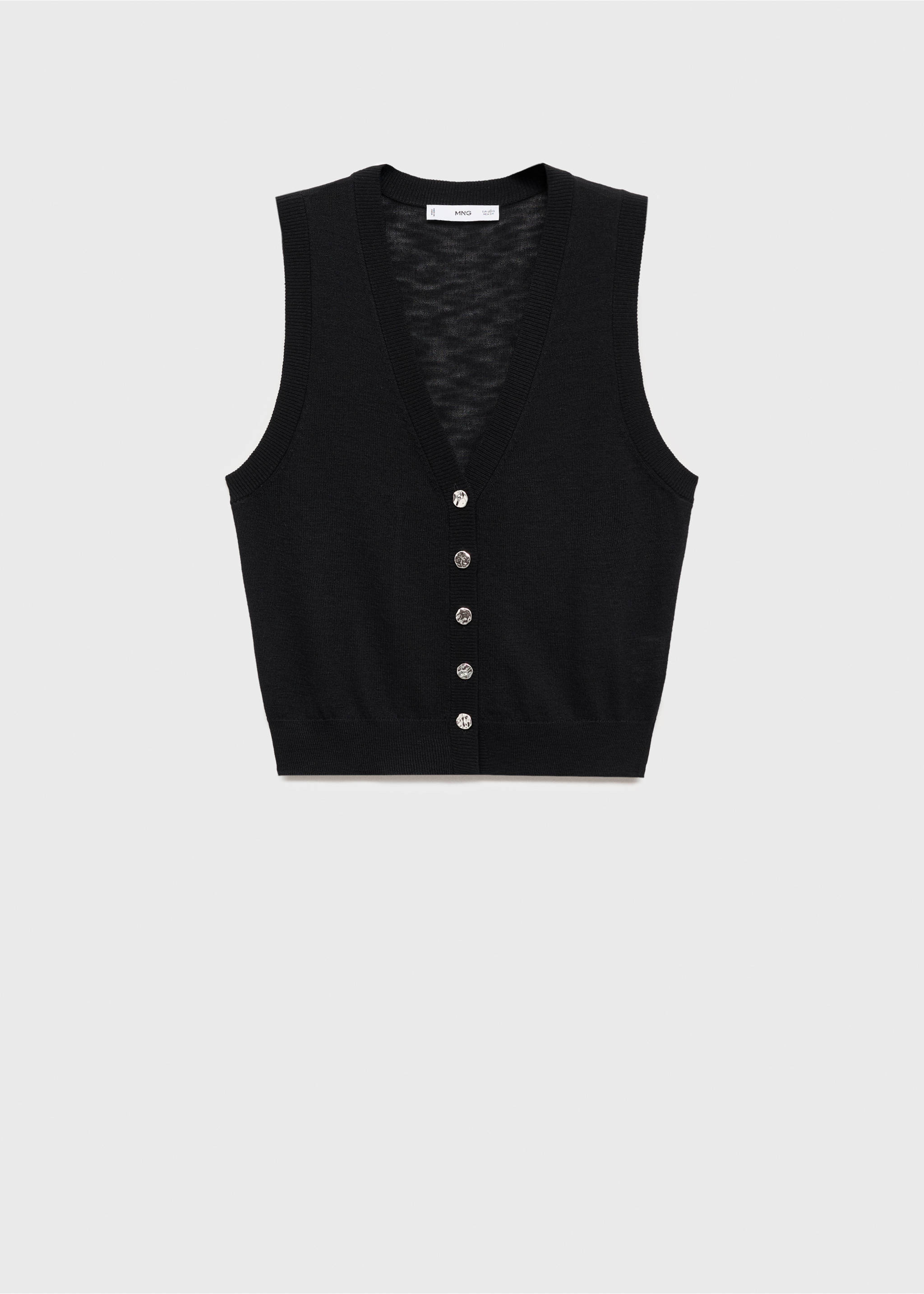Fine-knit waistcoat with buttons - Article without model, Black. Ref: 17061186-00.