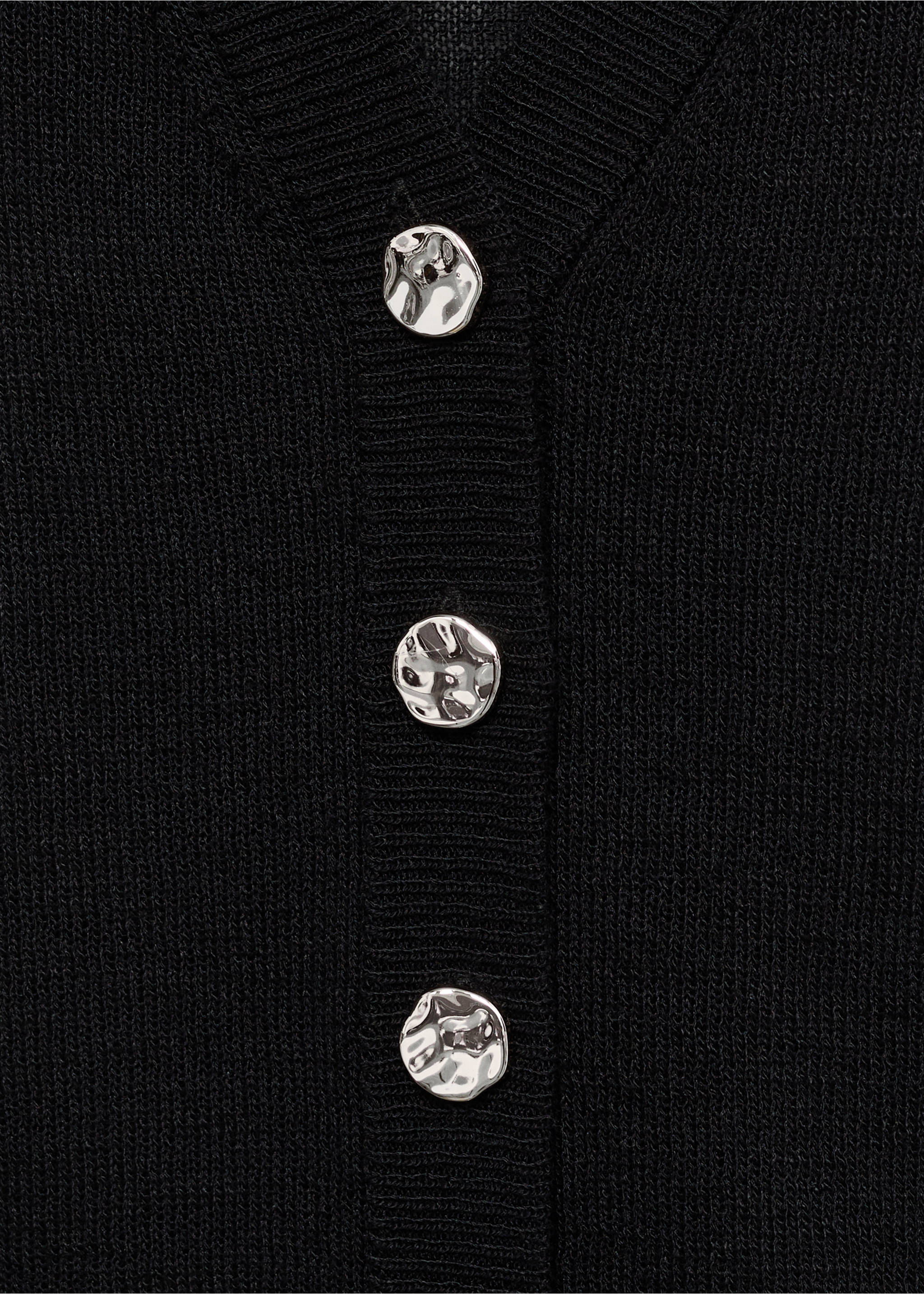 Fine-knit waistcoat with buttons - Details of the article 8, Black. Ref: 17061186-00.
