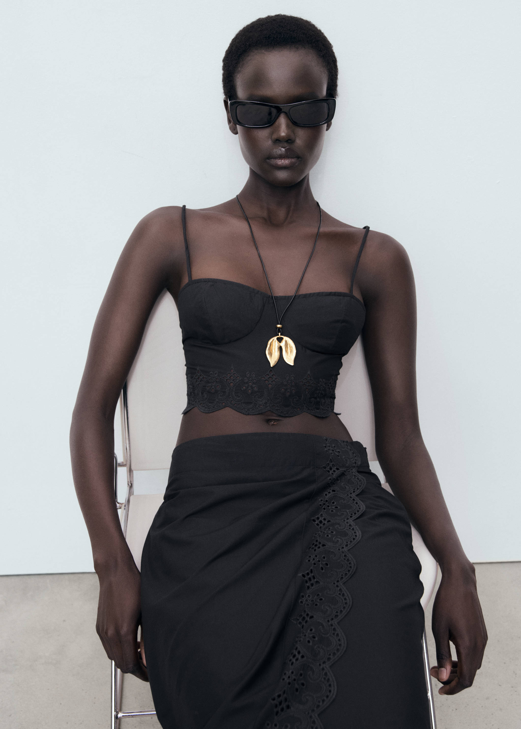 Embroidered crop top - Women | MANGO OUTLET USA