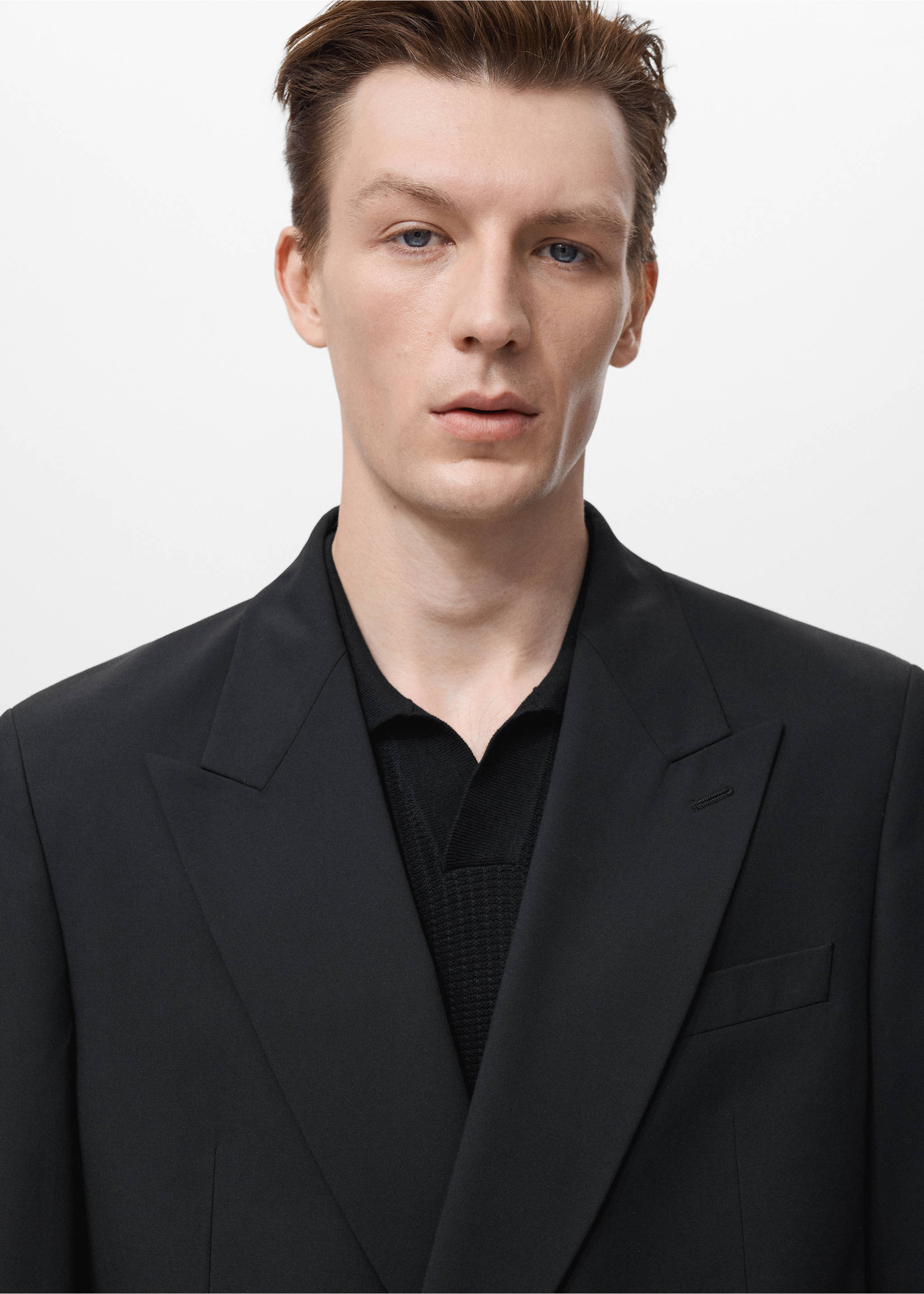 Boston regular-fit double-breasted suit jacket - Details of the article 1, Black. Ref: 17061189-00.