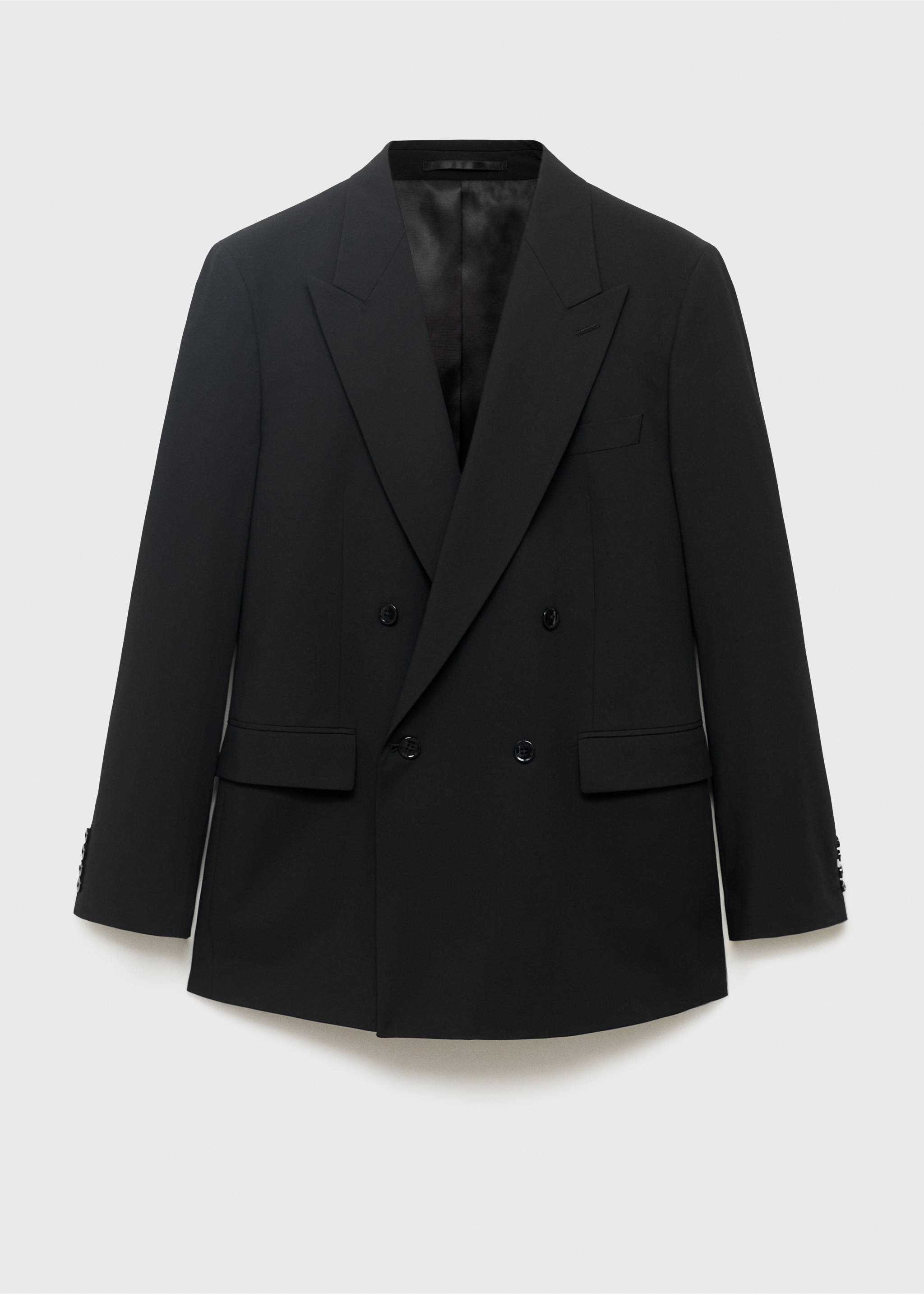 Boston regular-fit double-breasted suit jacket - Article without model, Black. Ref: 17061189-00.
