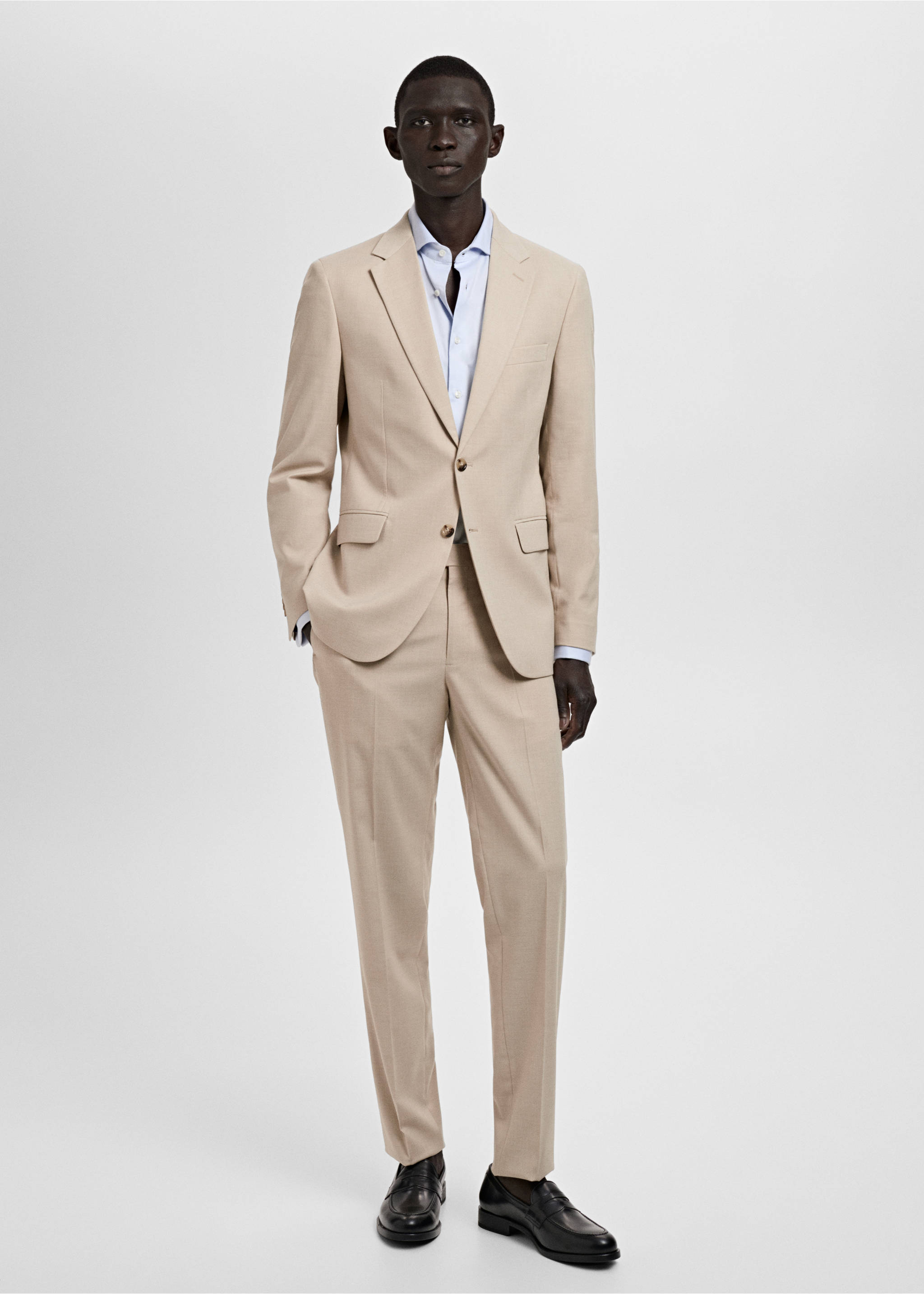 Milan slim-fit suit trousers - General plane, Beige. Ref: 17061190-00.