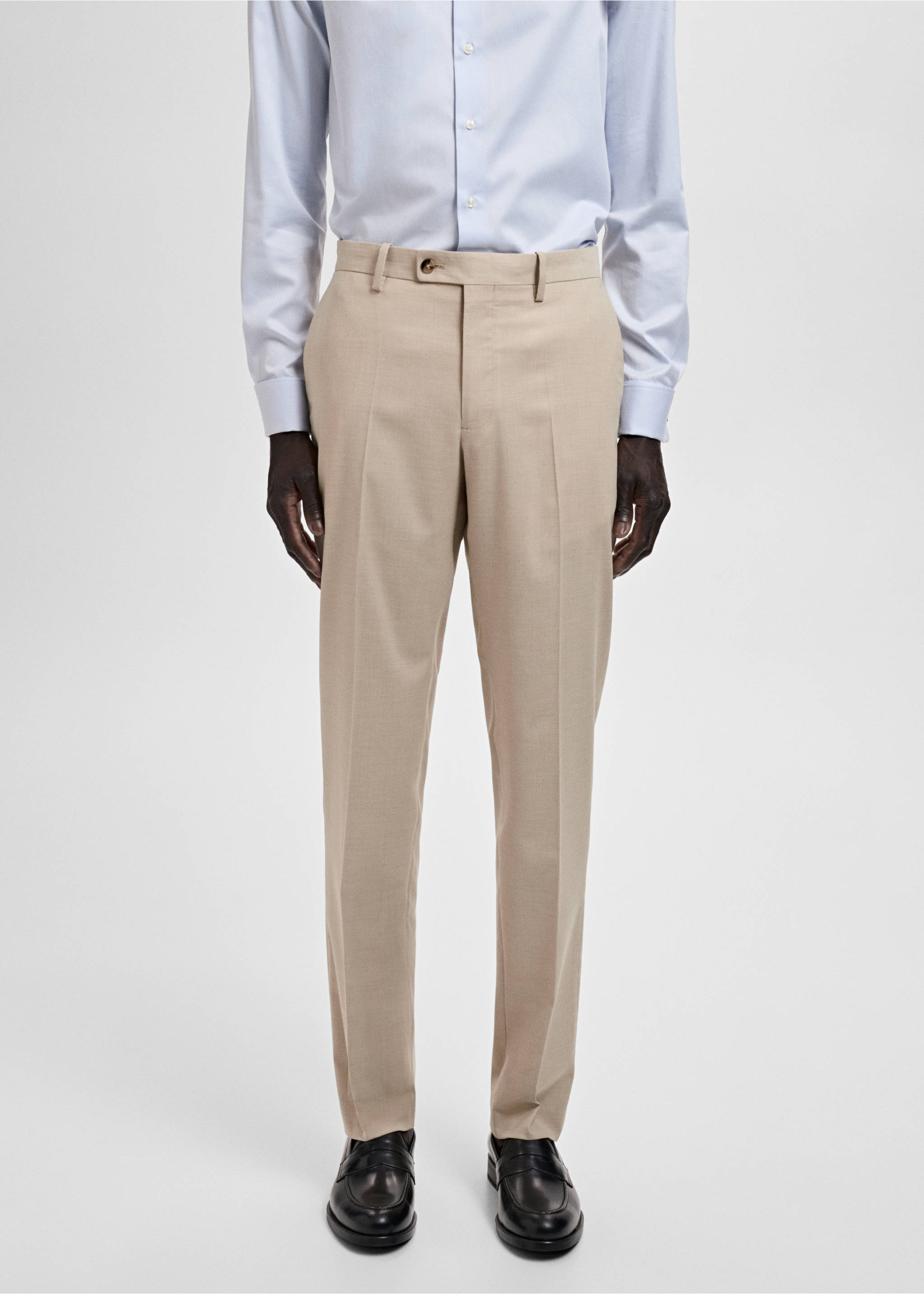 Milan slim-fit suit trousers - Medium plane, Beige. Ref: 17061190-00.