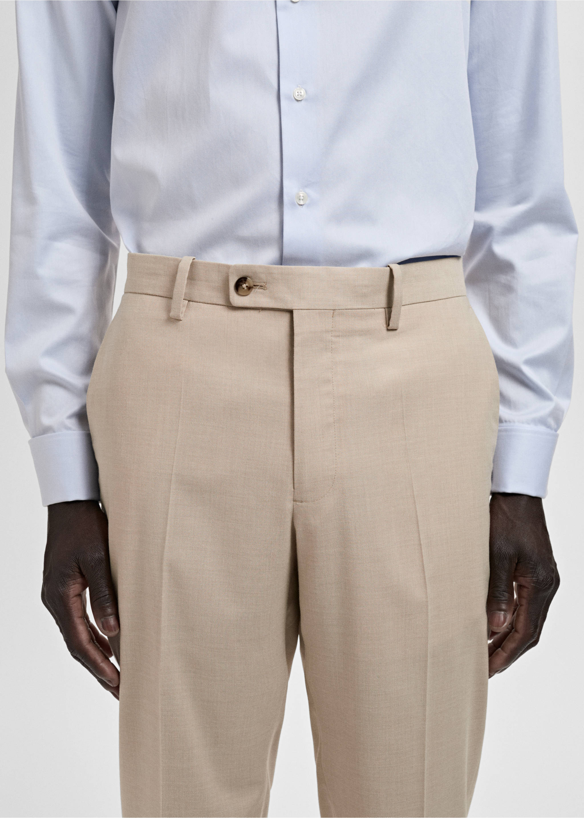 Milan slim-fit suit trousers - Details of the article 1, Beige. Ref: 17061190-00.