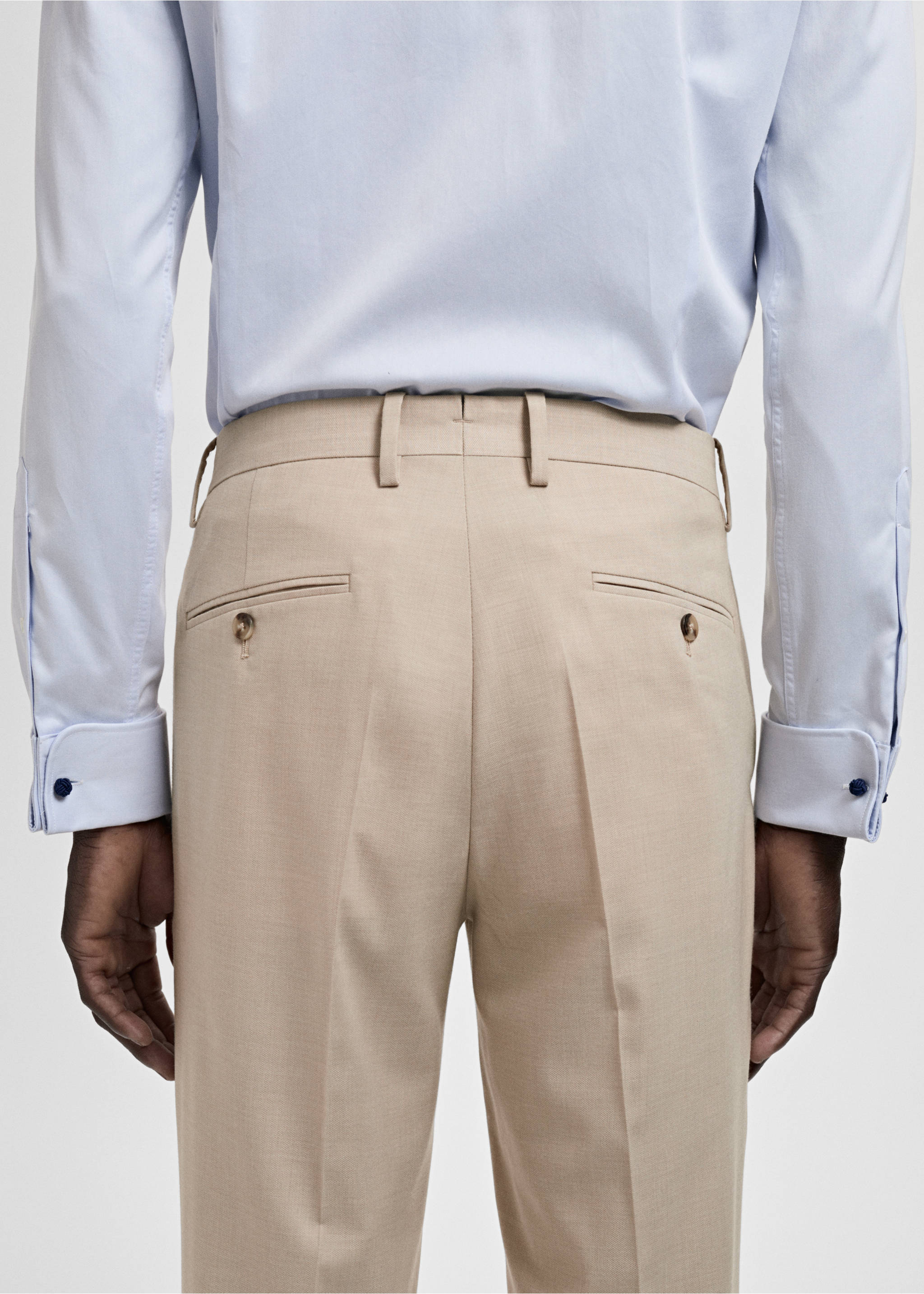 Milan slim-fit suit trousers - Details of the article 6, Beige. Ref: 17061190-00.