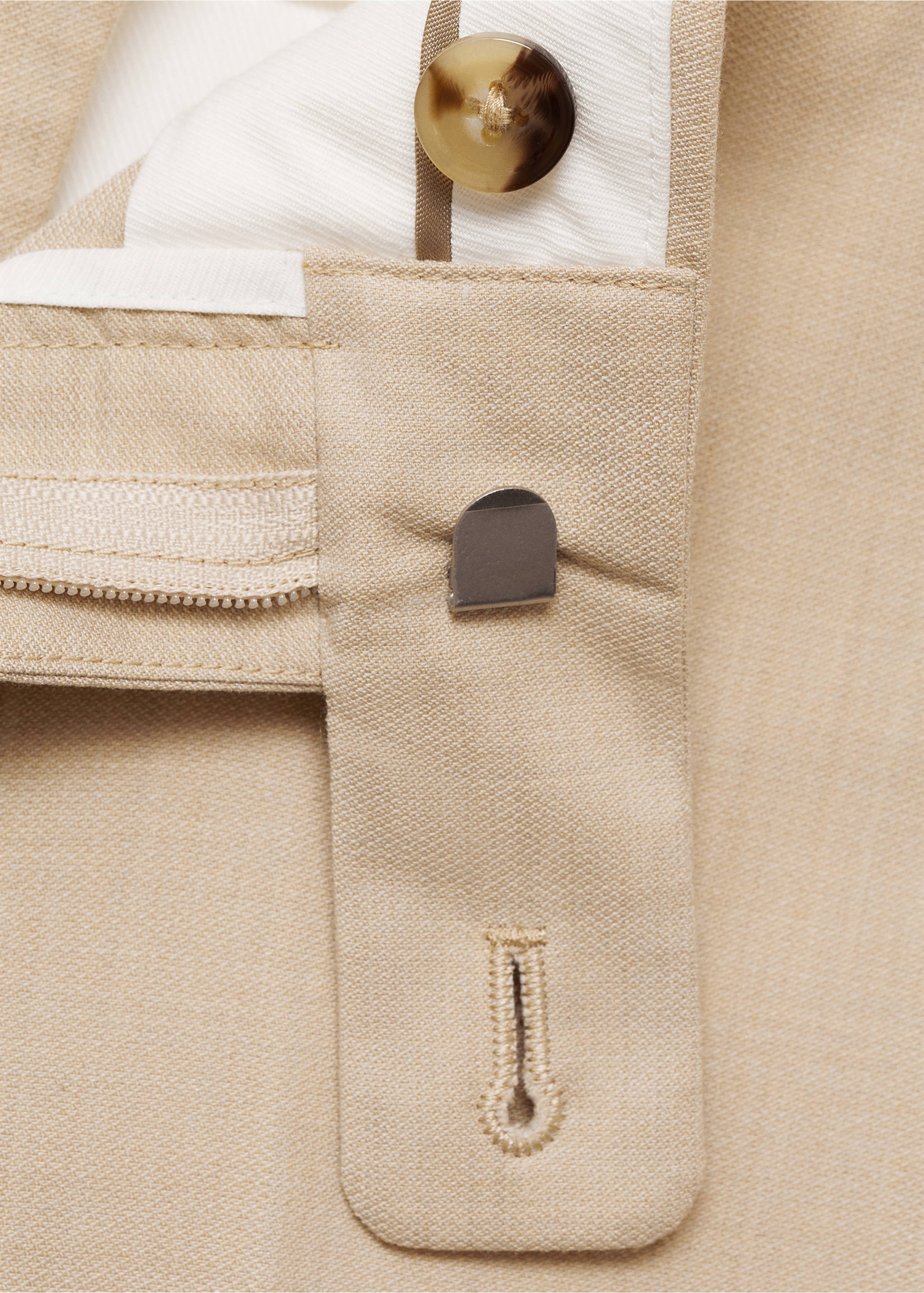 Milan slim-fit suit trousers - Details of the article 8, Beige. Ref: 17061190-00.