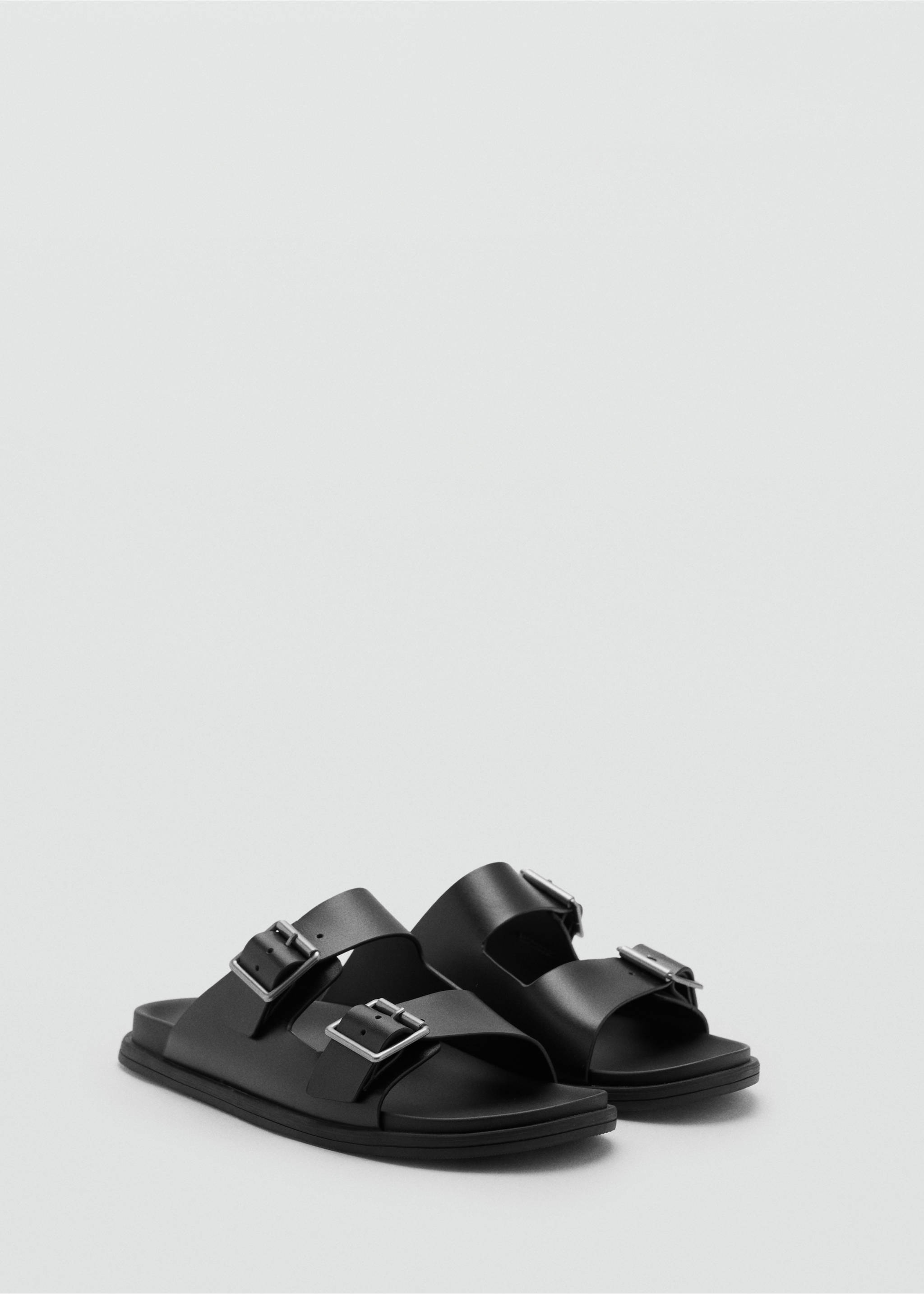 Buckles leather sandal - Medium plane, Black. Ref: 17061200-00.