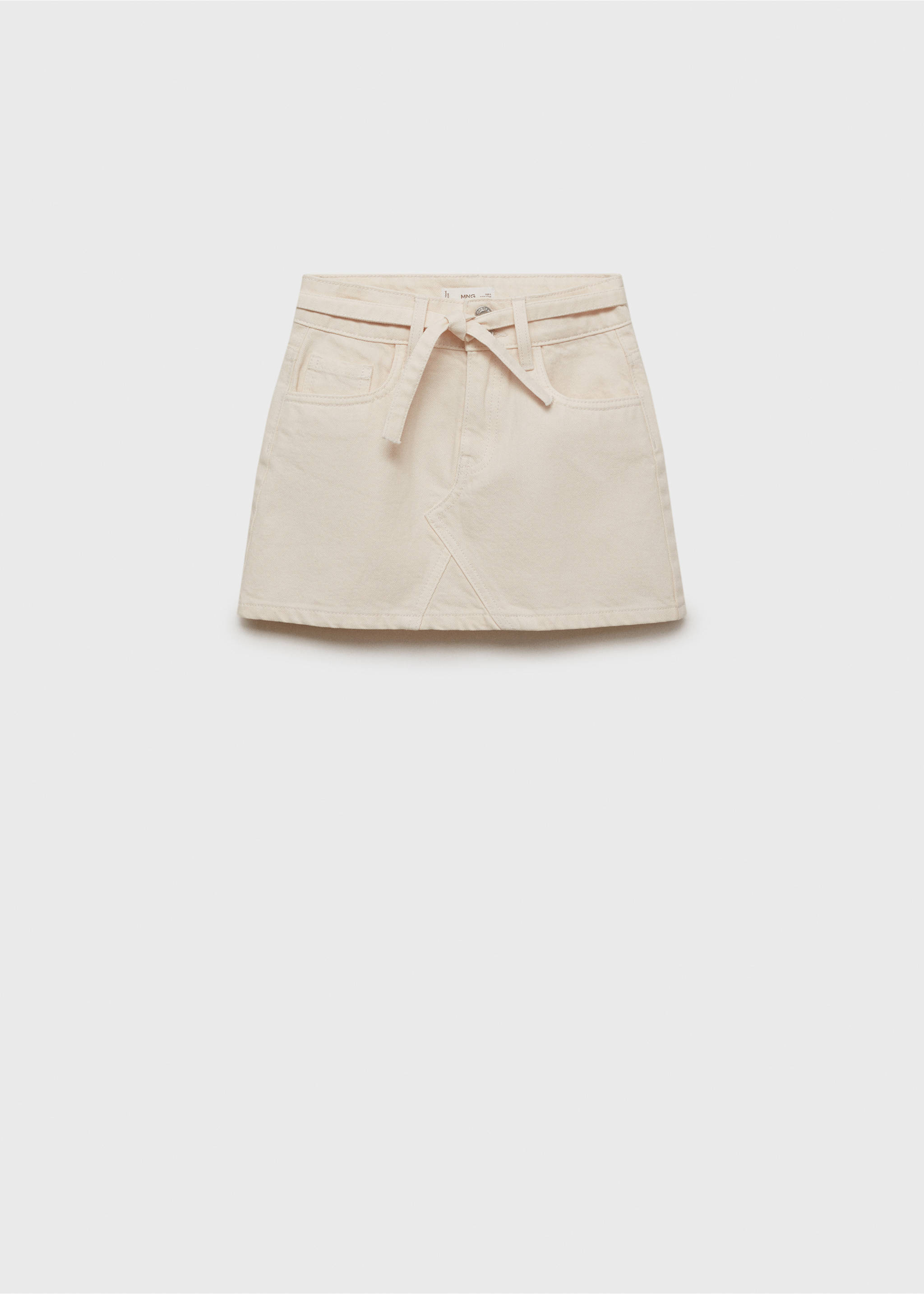 Denim skirt with bow - Article without model, Ecru. Ref: 17061204-00.