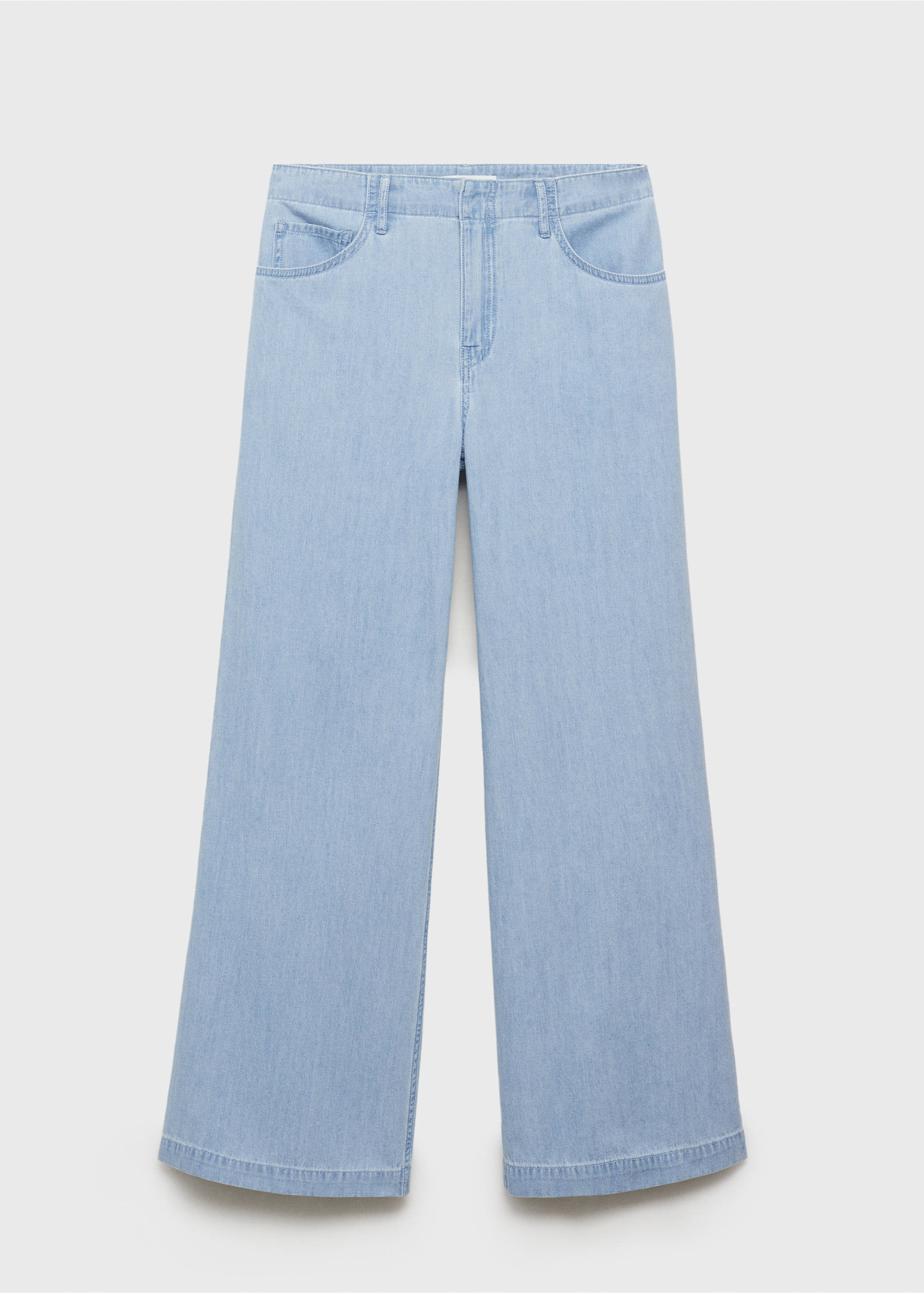Pantalon denim wideleg taille normale - Article sans modèle, Bleu clair. Ref: 17061205-00.