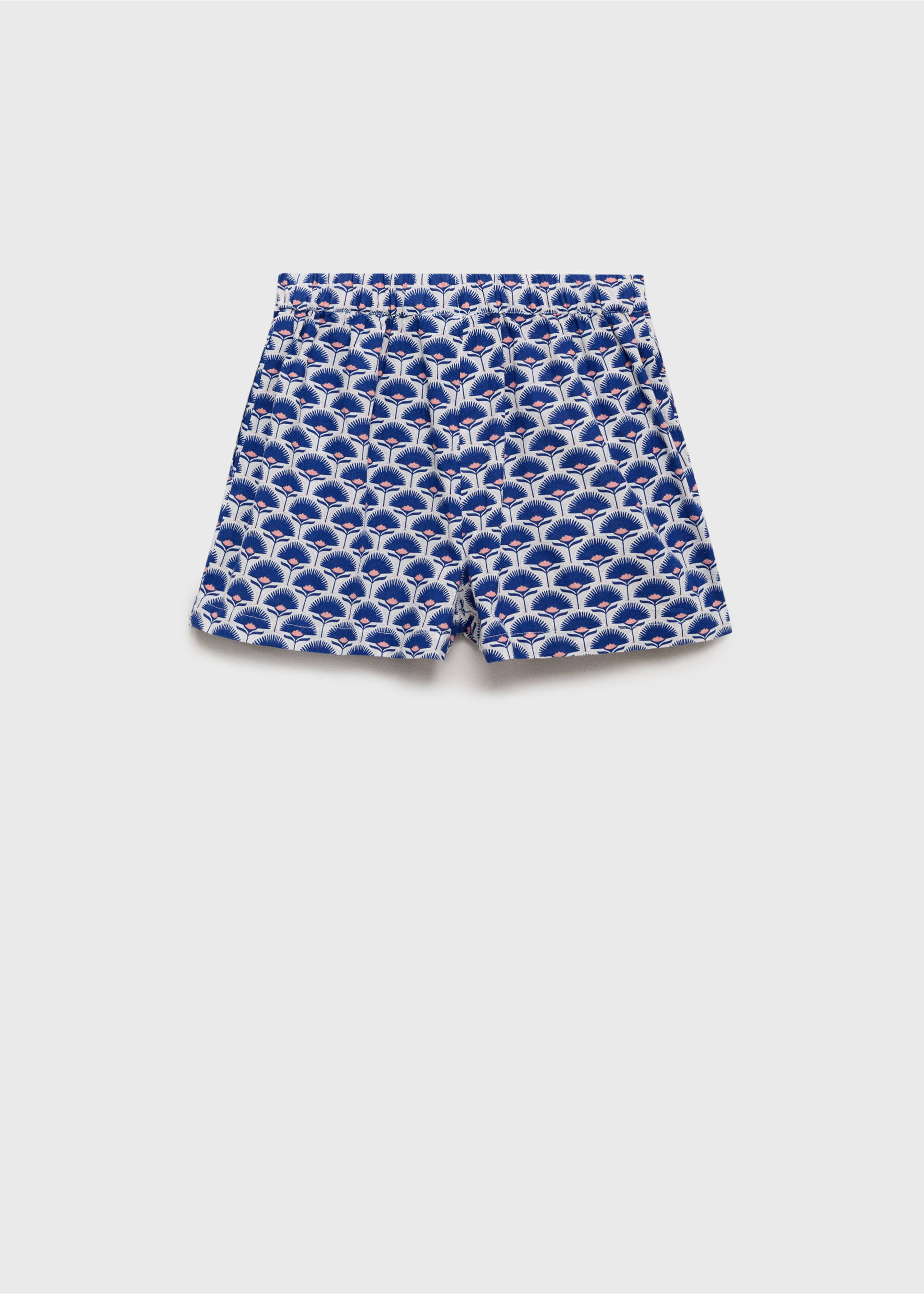 Gemusterte Leinenshorts - Rückseite des Artikels, Blau. Ref: 17061209-00.