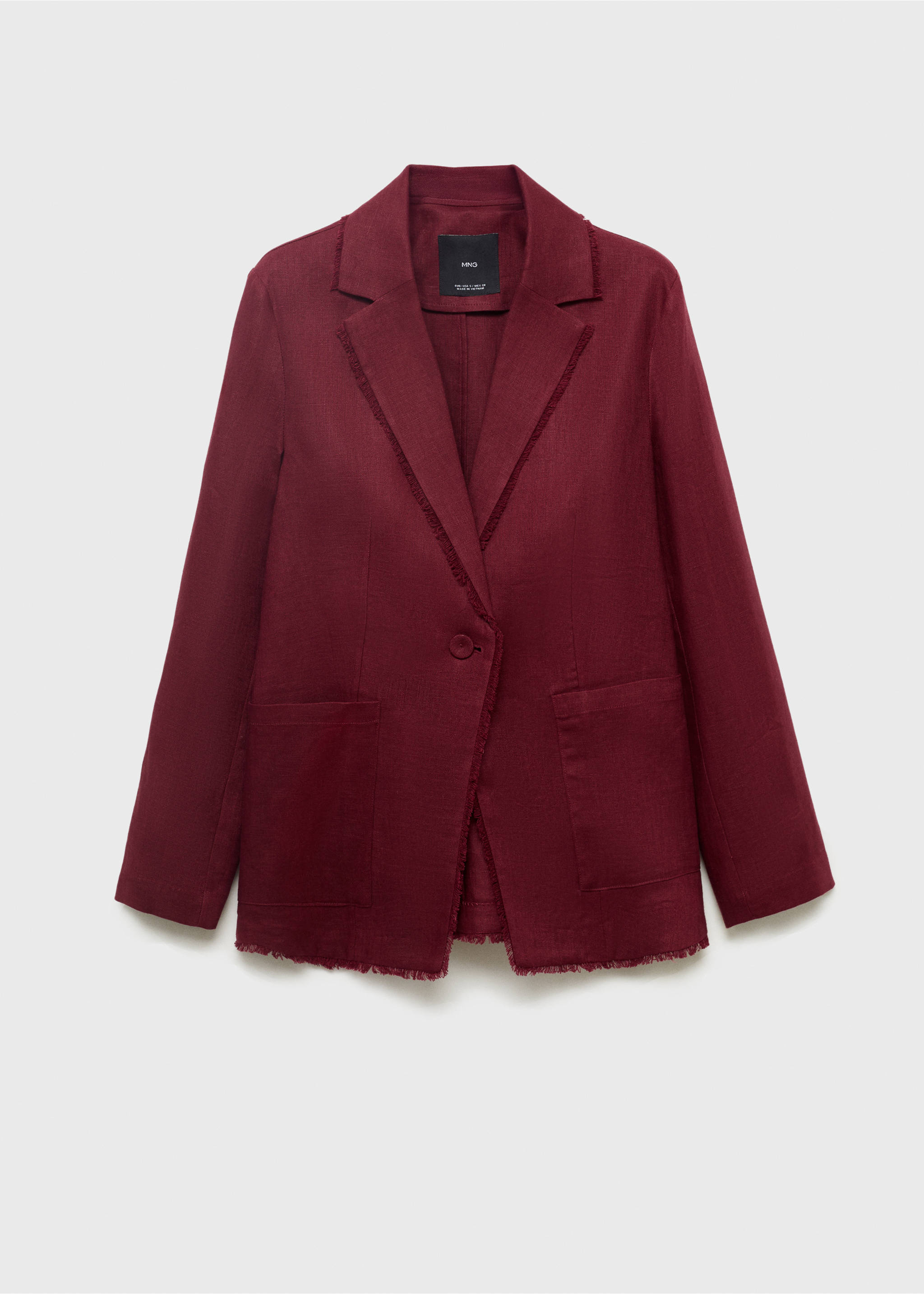 Linen suit jacket with frayed ends - Article without model, Wine. Ref: 17061214-00.