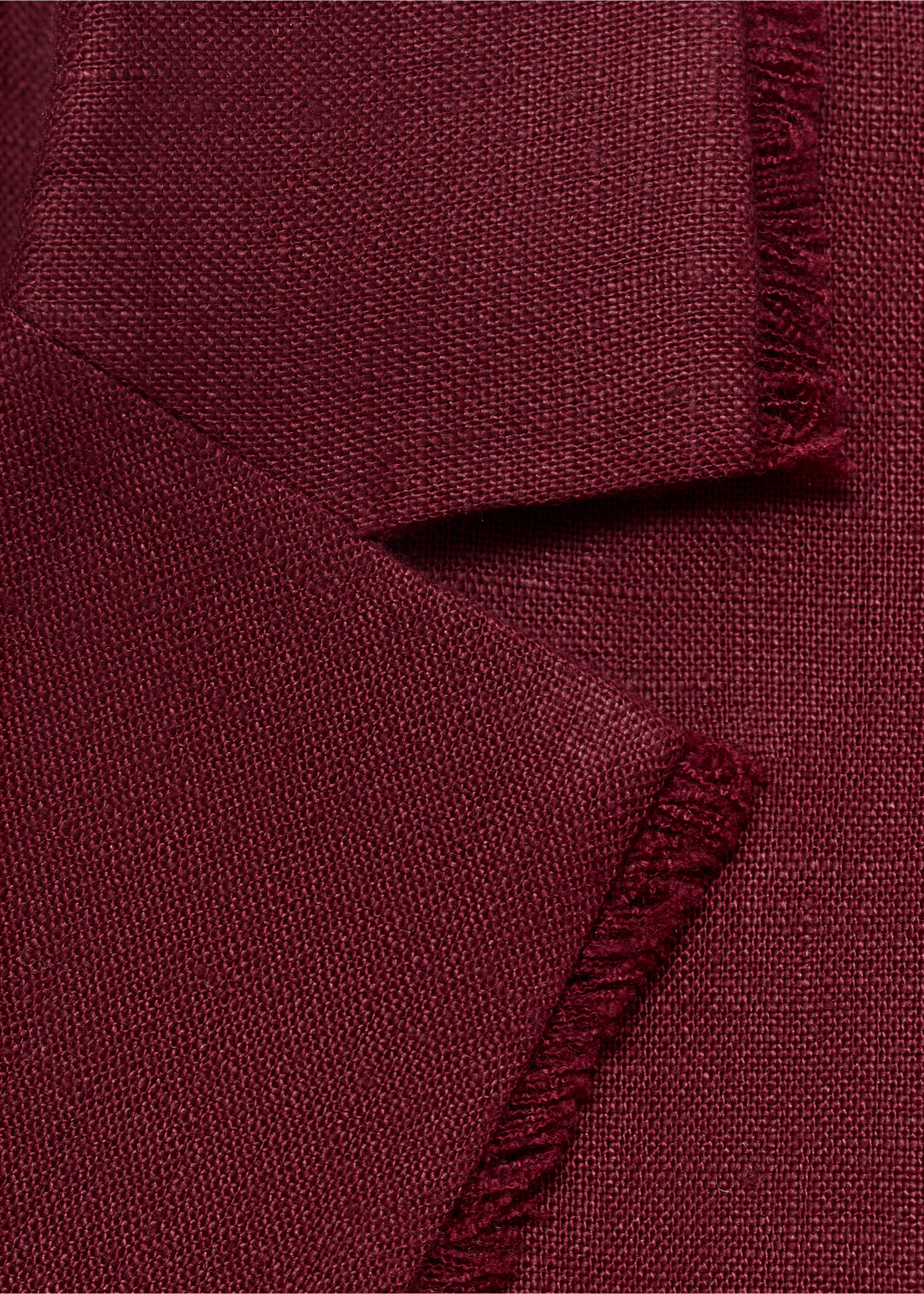 Linen suit jacket with frayed ends - Details of the article 8, Wine. Ref: 17061214-00.