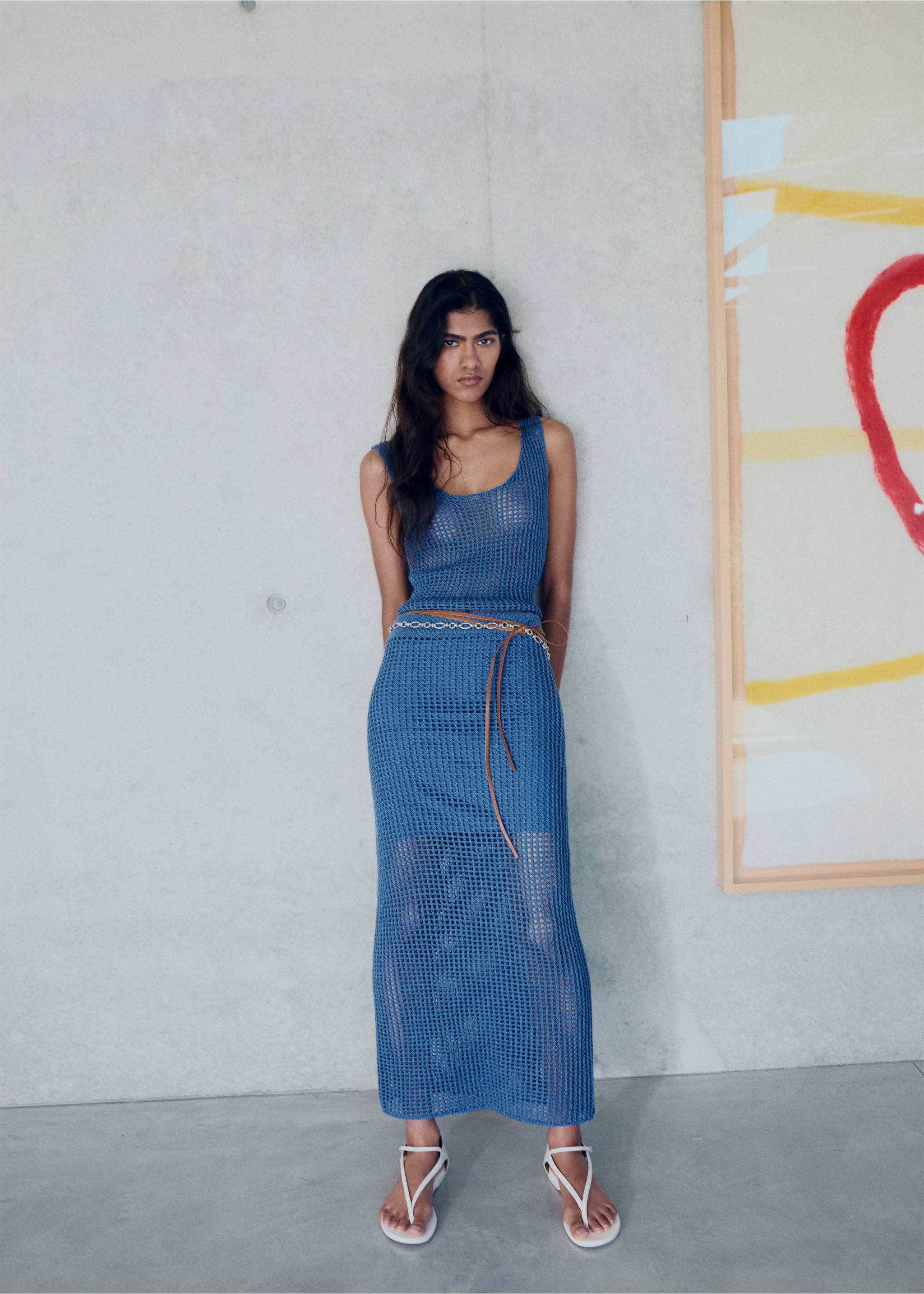 Crochet long skirt - General plane, Blue. Ref: 17061218-00.