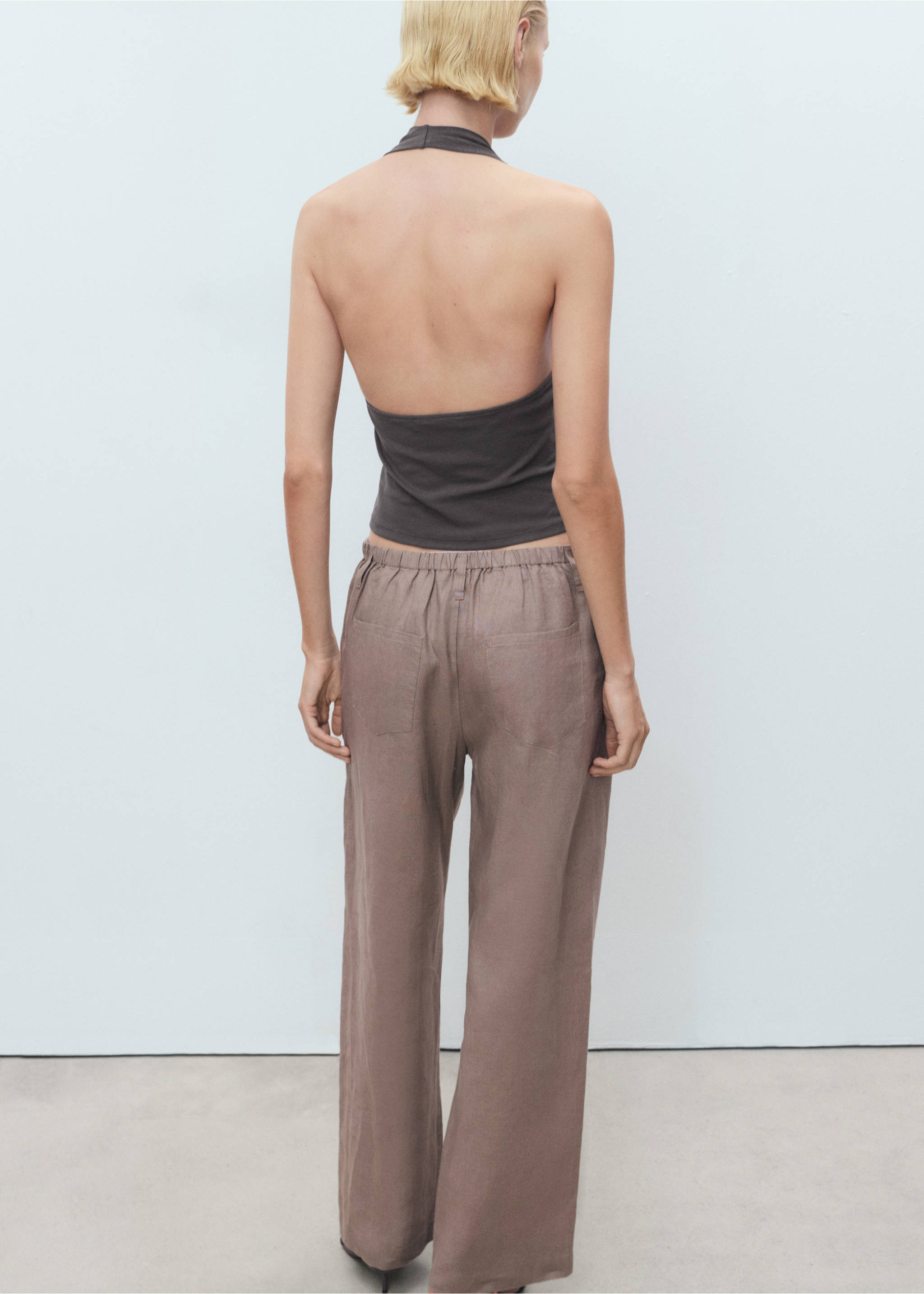 Halter top with metallic appliqués - Reverse of the article, Charcoal. Ref: 17061219-00.