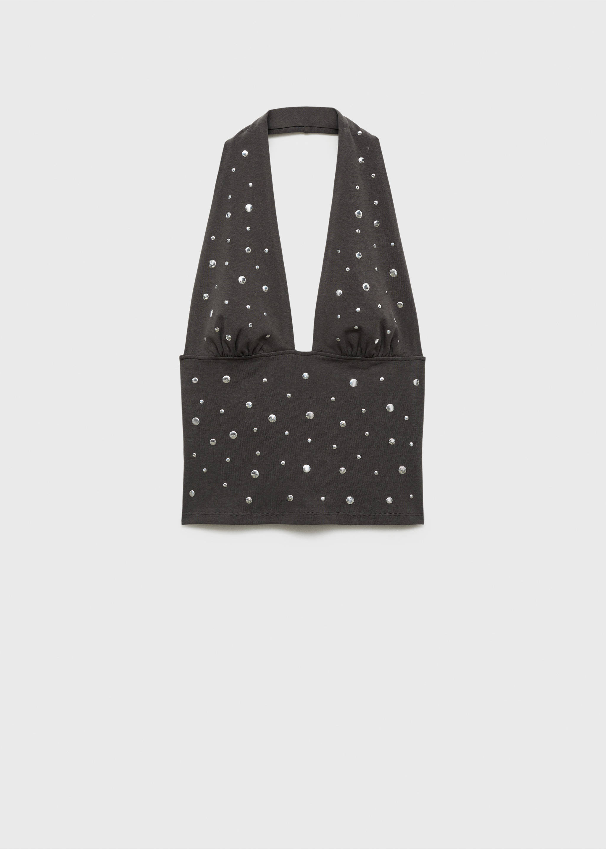 Halter top with metallic appliqués - Article without model, Charcoal. Ref: 17061219-00.