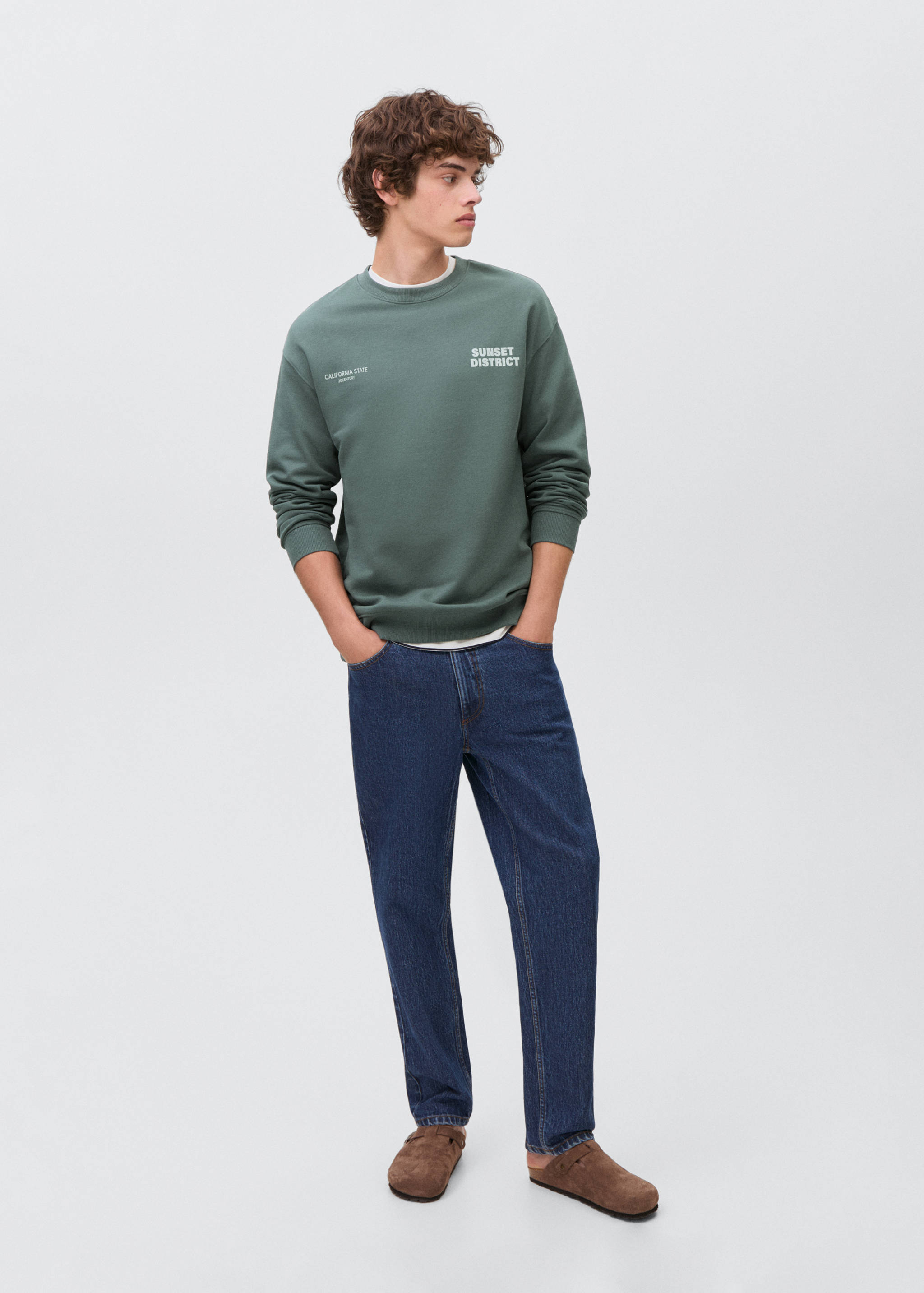 Sudadera algodón estampado combinado - Plano general