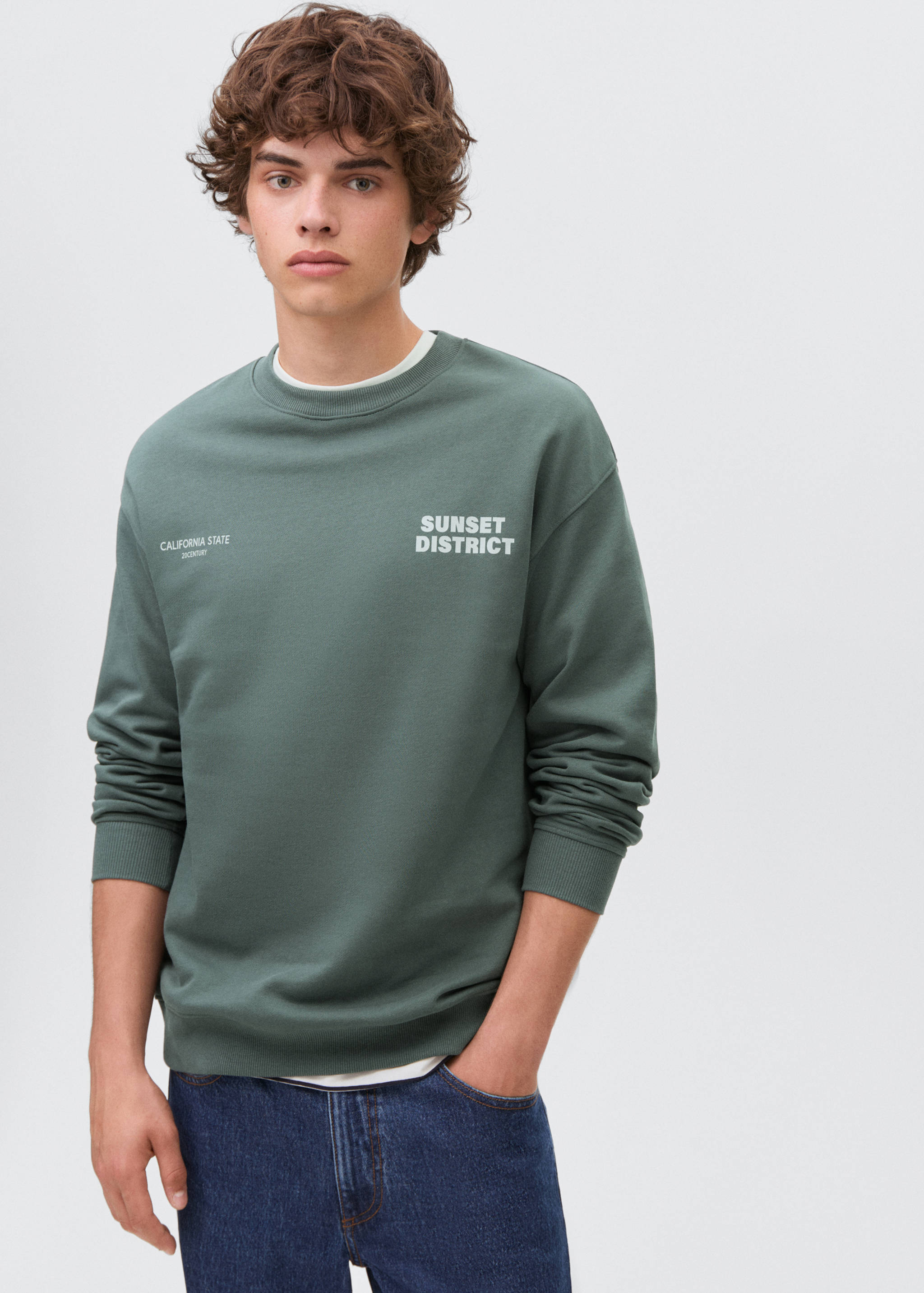 Sudadera algodón estampado combinado - Plano medio