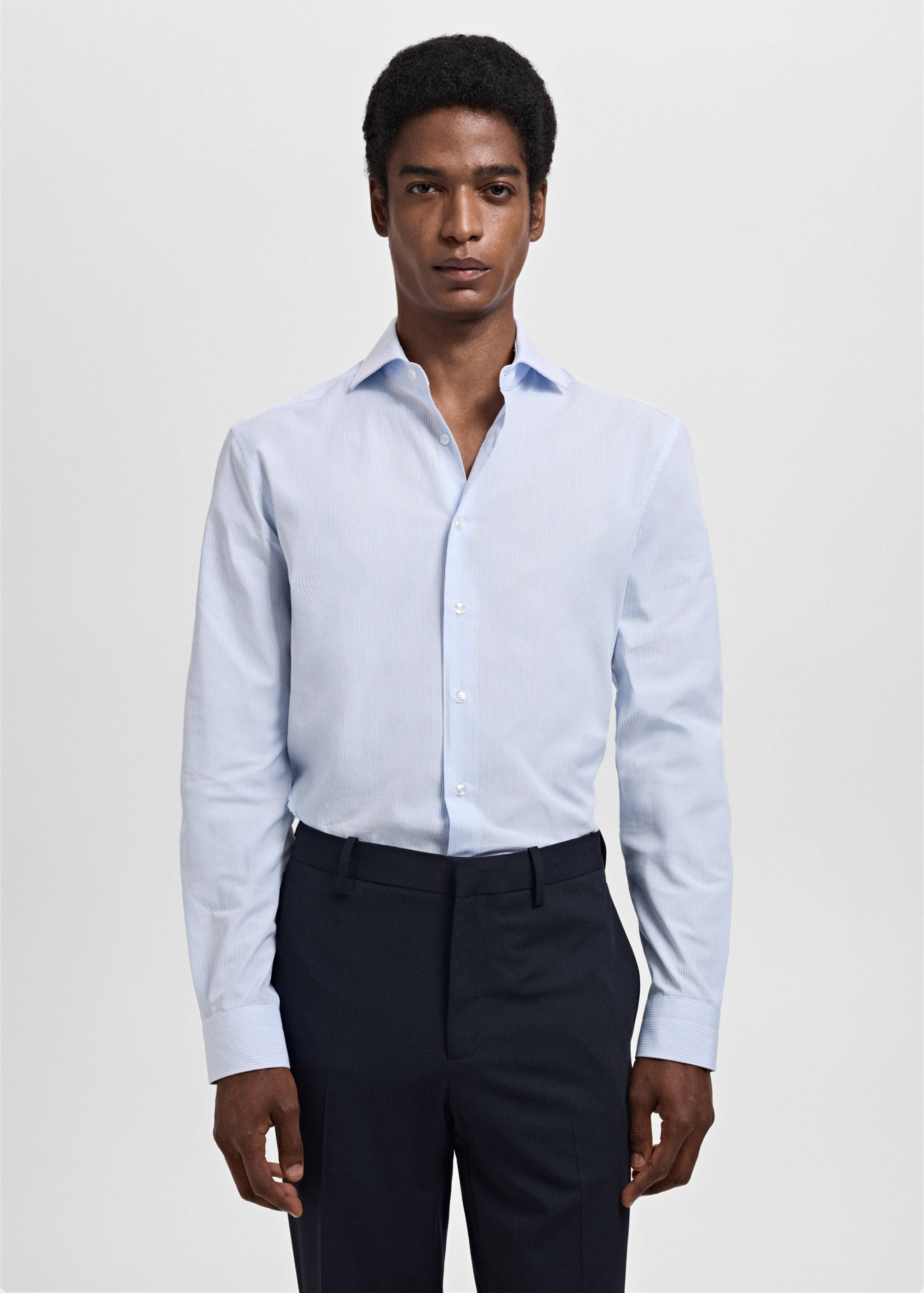Slim fit thousand striped suit shirt - Medium plane