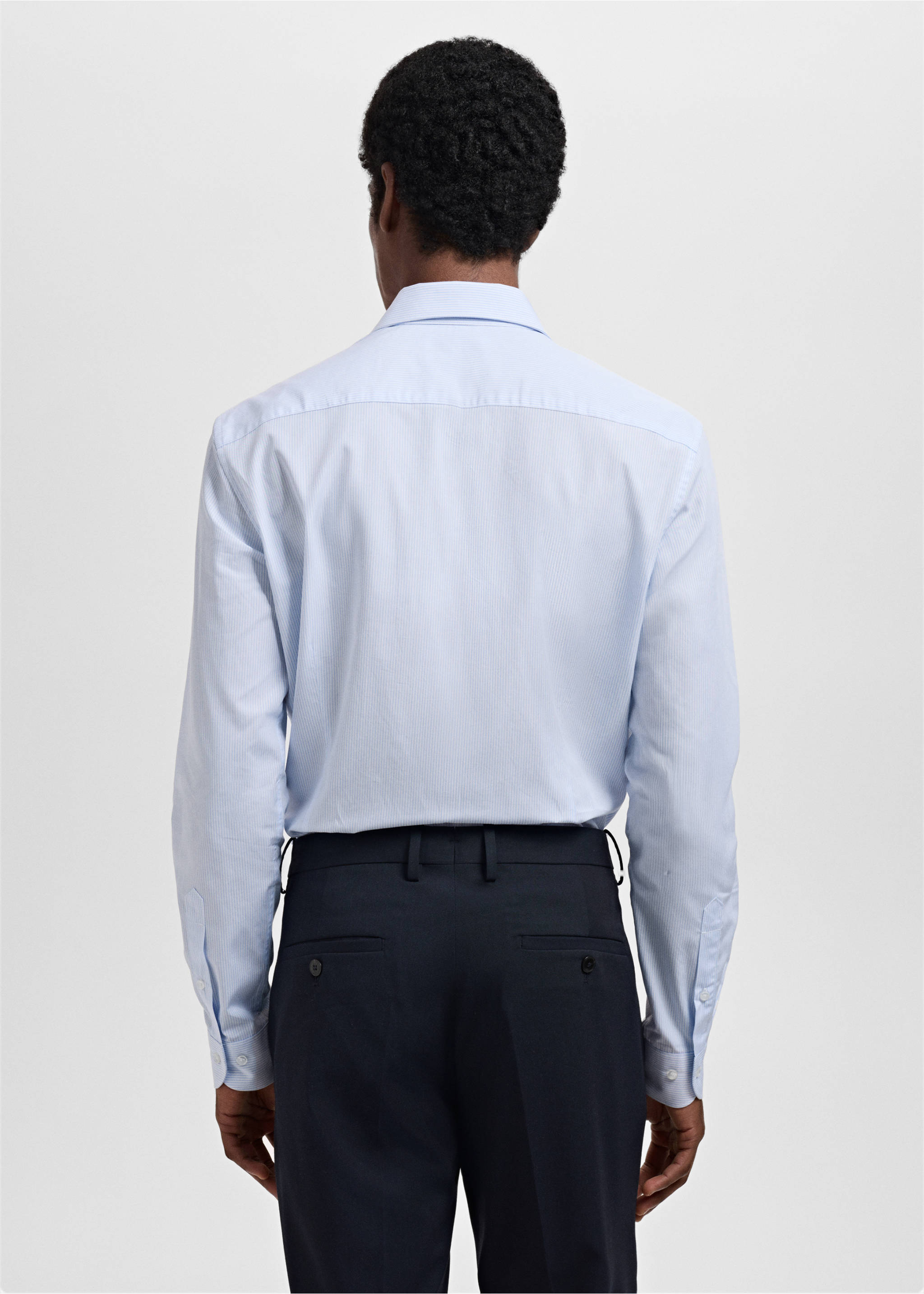 Slim fit thousand striped suit shirt - Reverse of the article, Blue. Ref: 17061227-00.