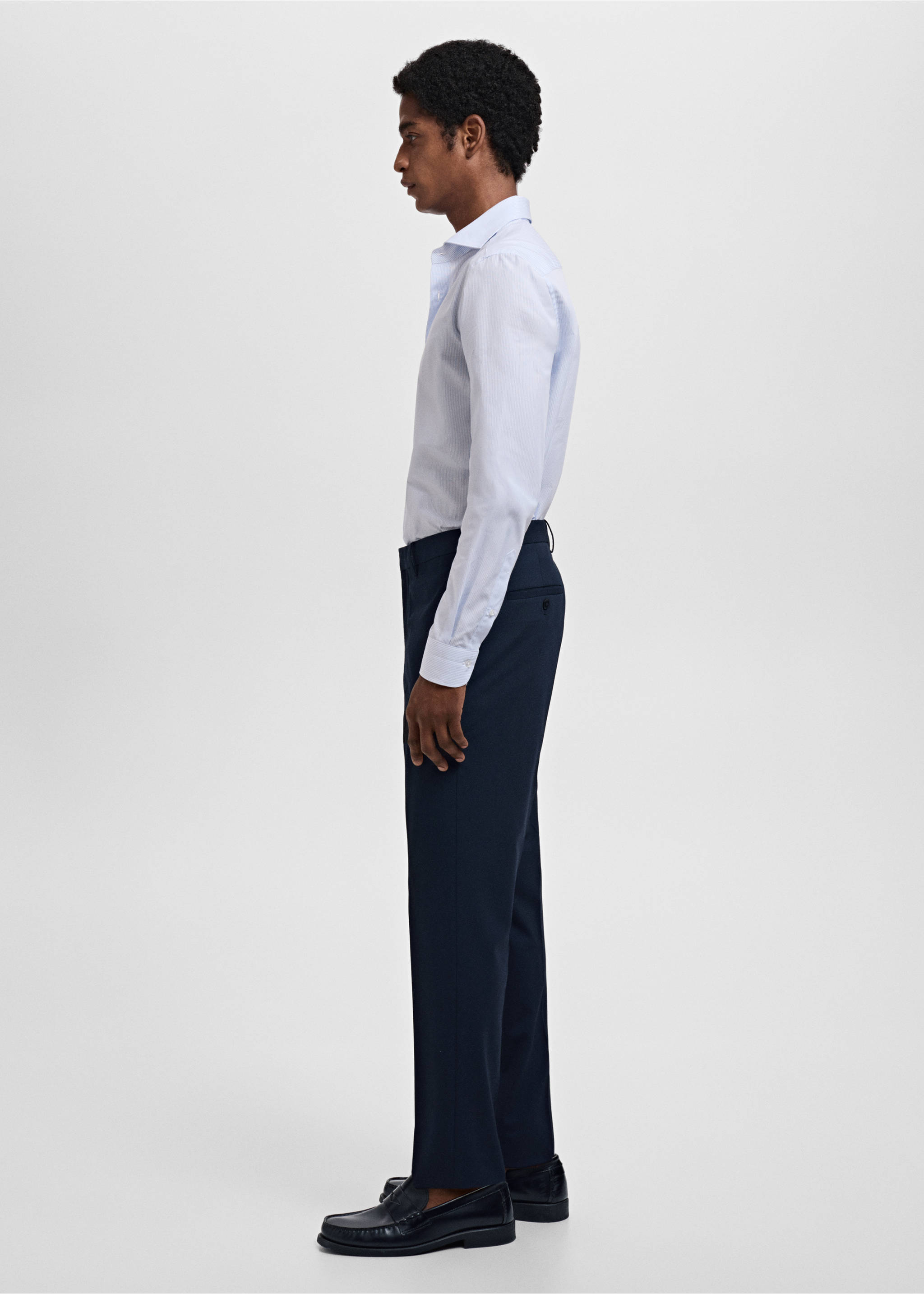 Slim fit thousand striped suit shirt - Details of the article 2, Blue. Ref: 17061227-00.