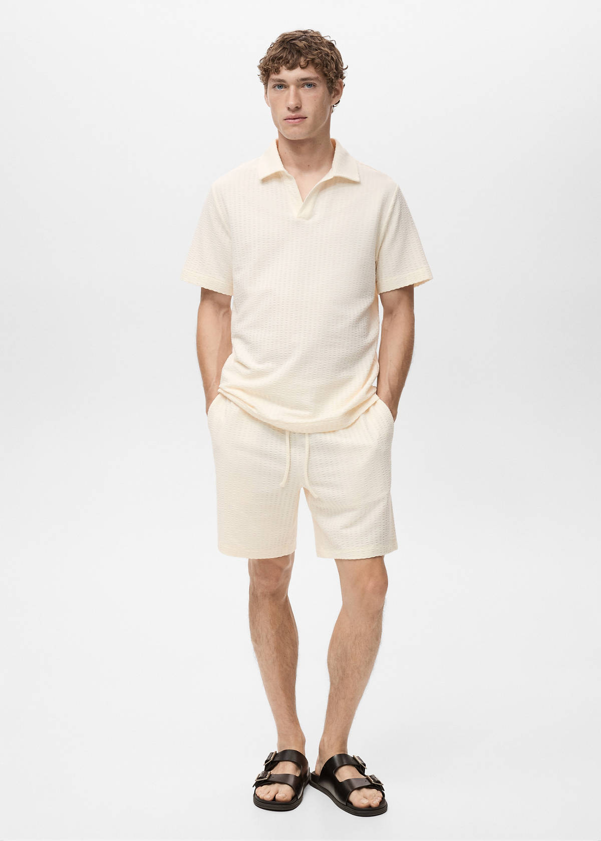 Seersucker cotton polo shirt